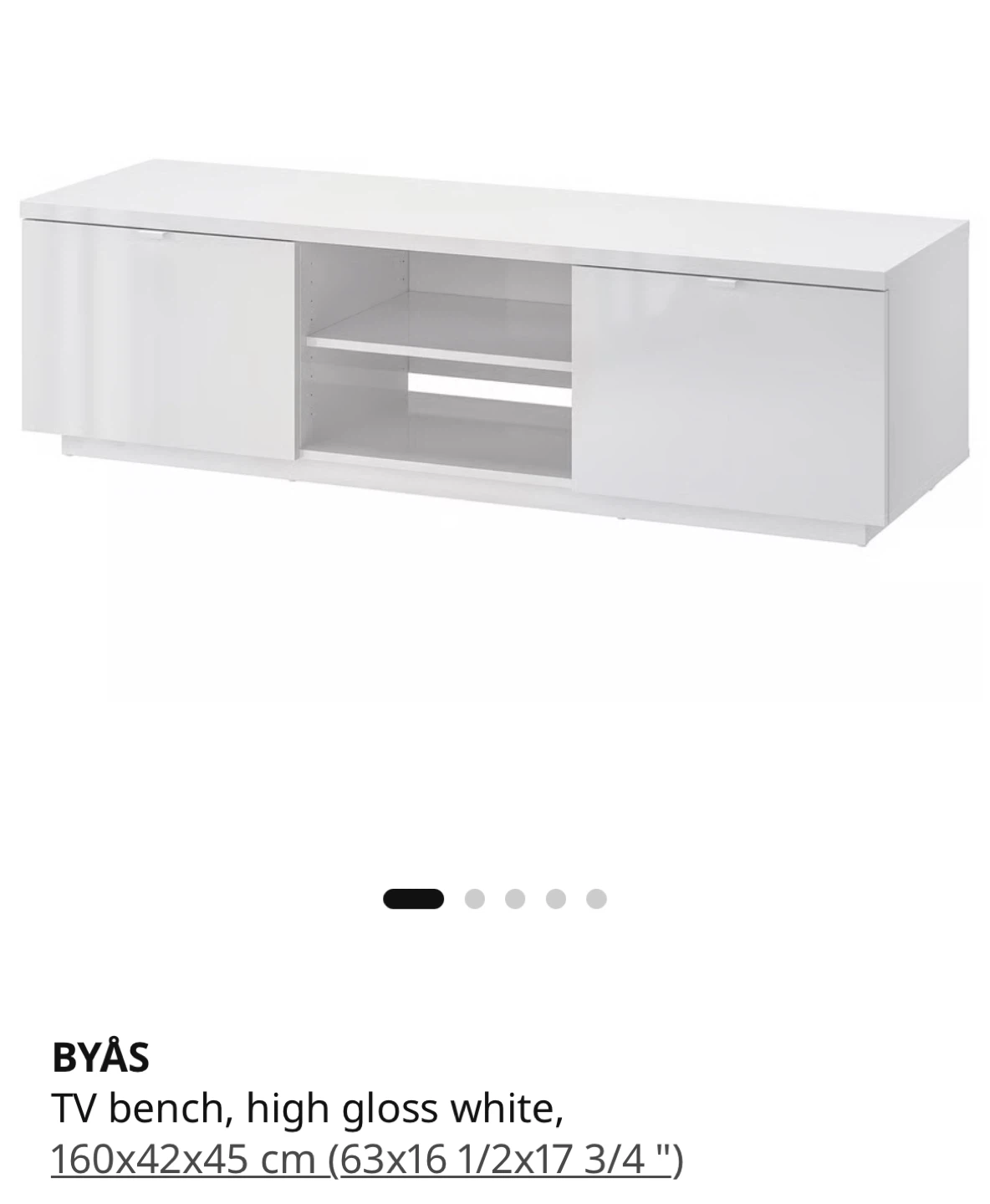 IKEA BYÅS TV Bench - High Gloss White