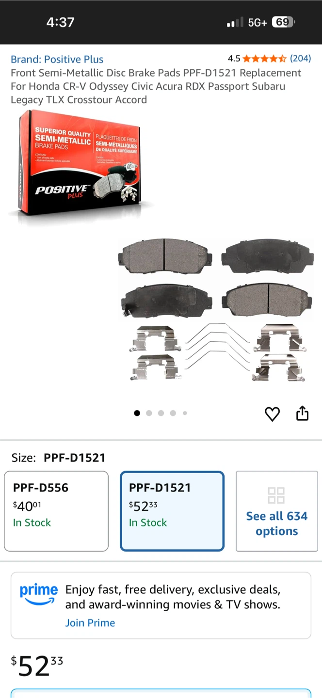 Positive Plus Front Semi-Metallic Disc Brake Pads PPF-D2115 - photo 2