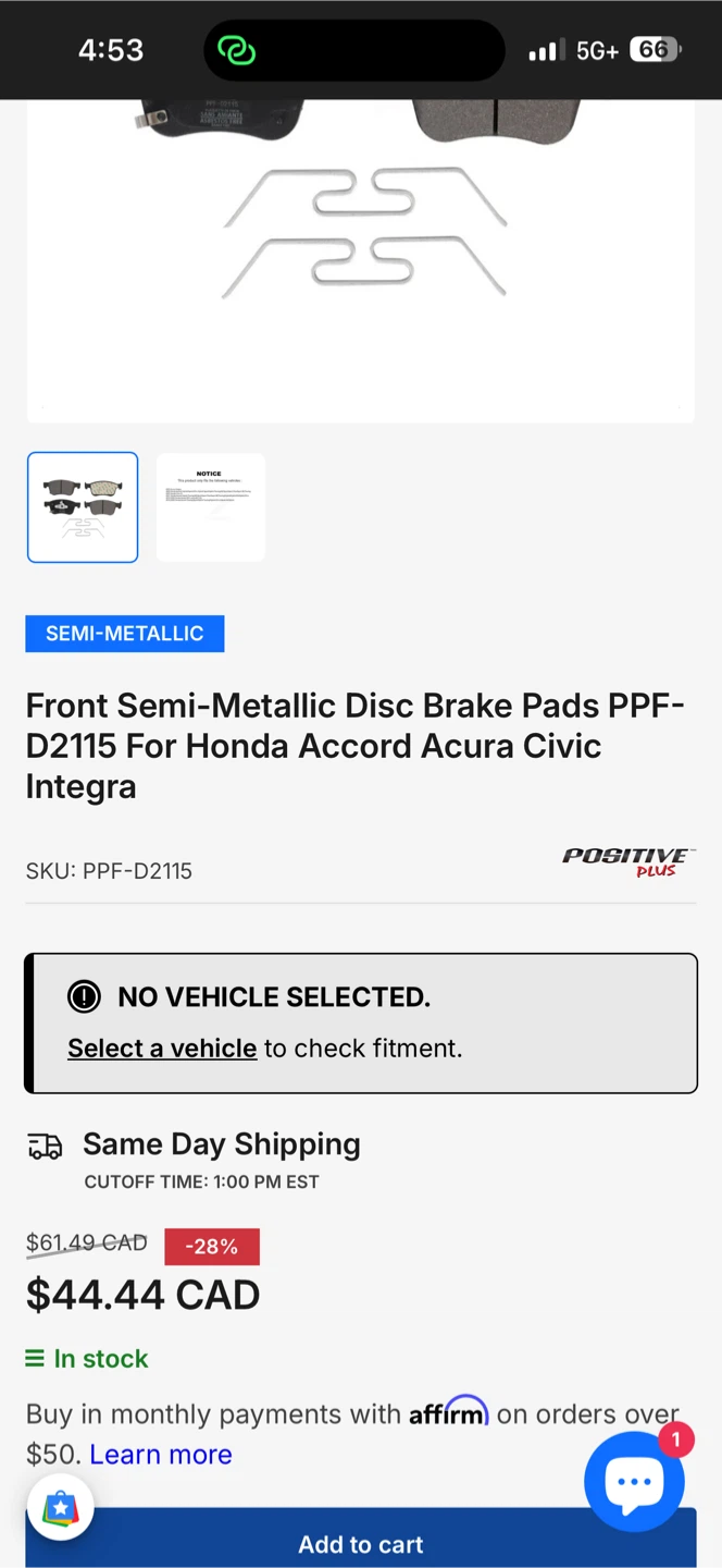 Positive Plus Front Semi-Metallic Disc Brake Pads PPF-D2115 - photo 4