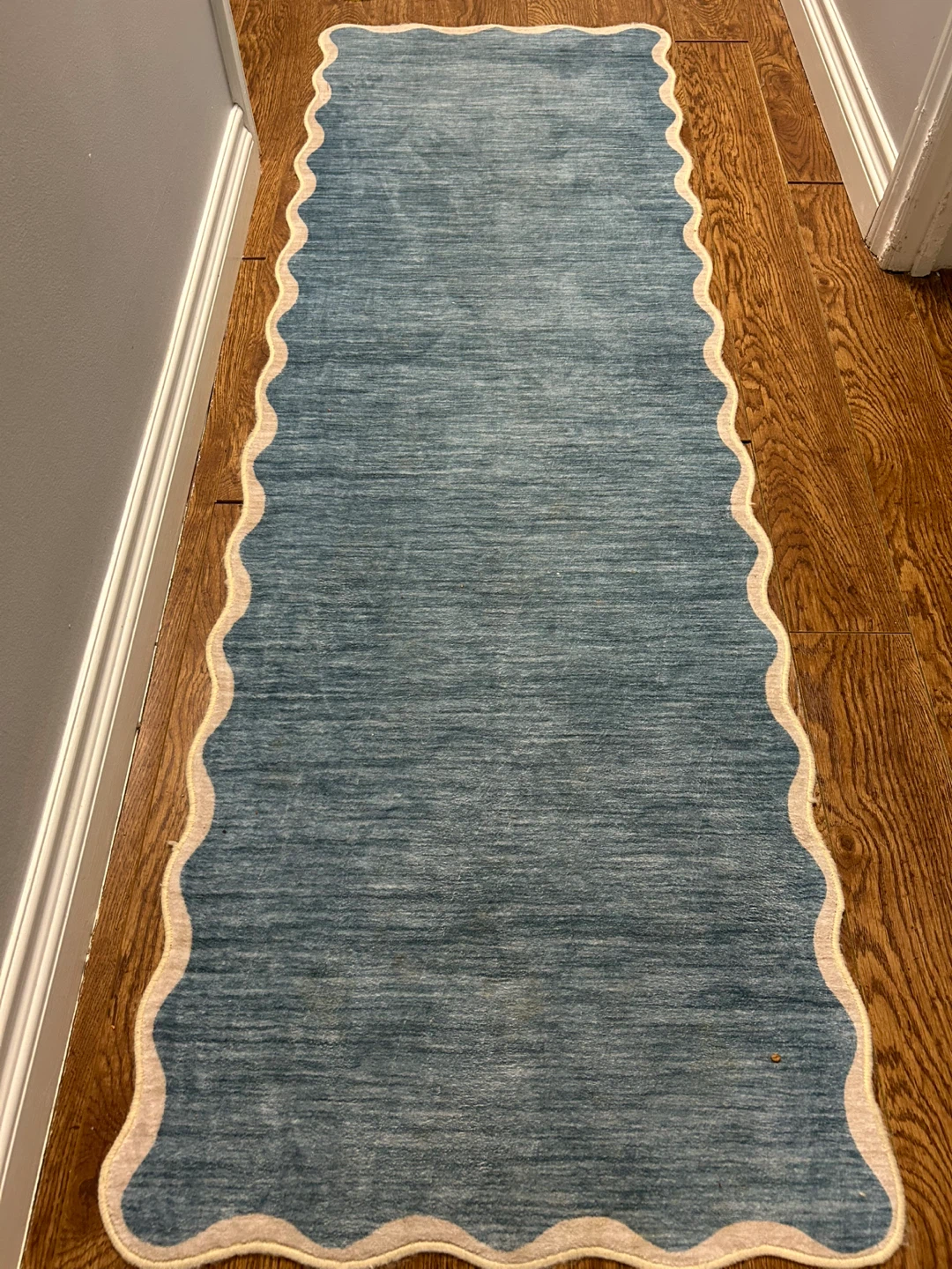Blue Scalloped Runner Rug
