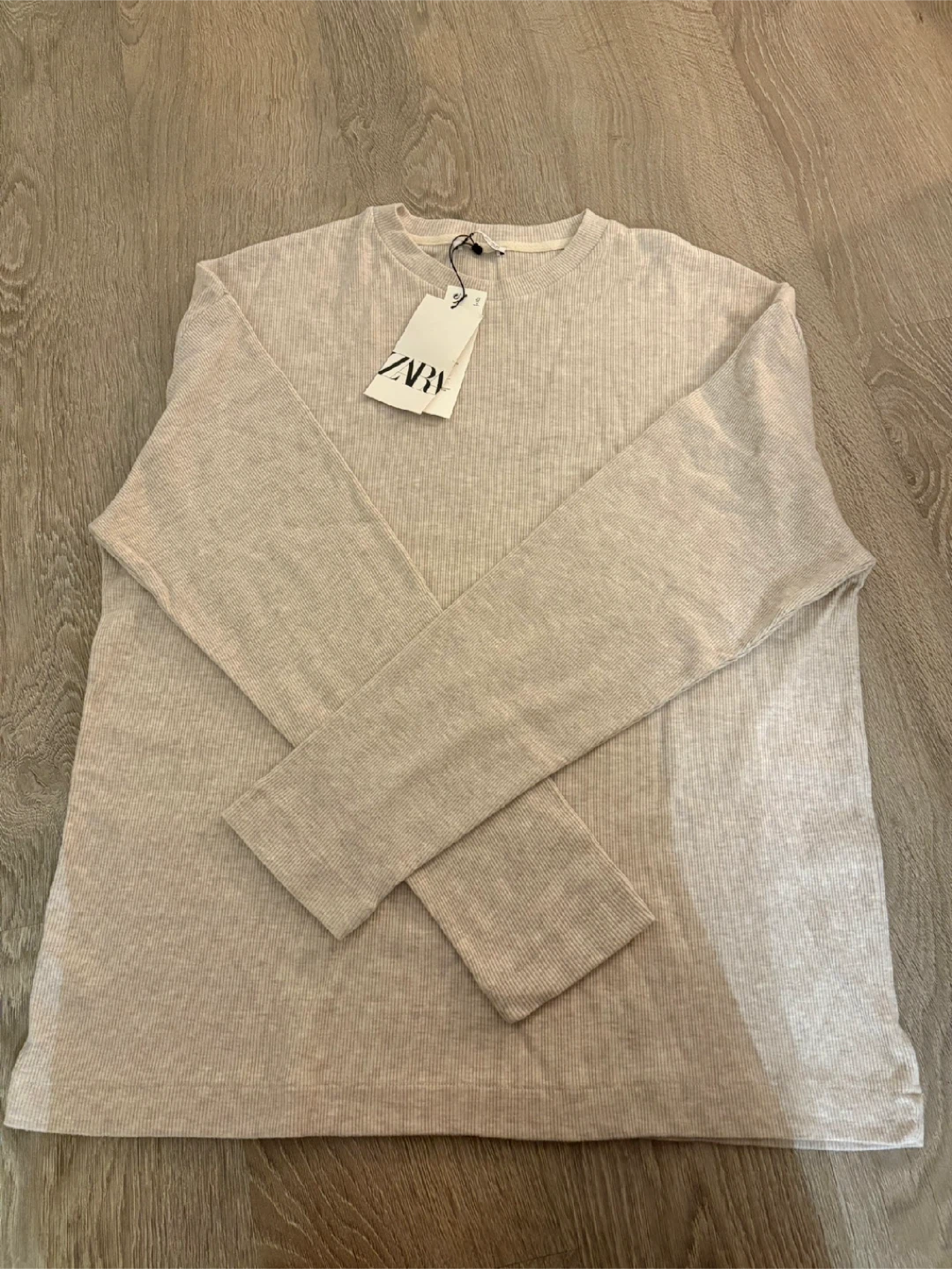 Zara Ribbed Long Sleeve Top Beige Size L - photo 2