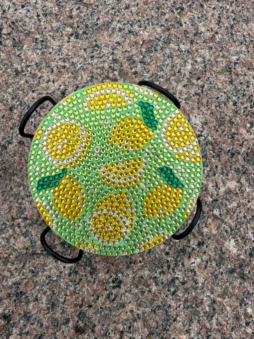 8 Lemon Diamond Art Coasters with Holder - photo 2