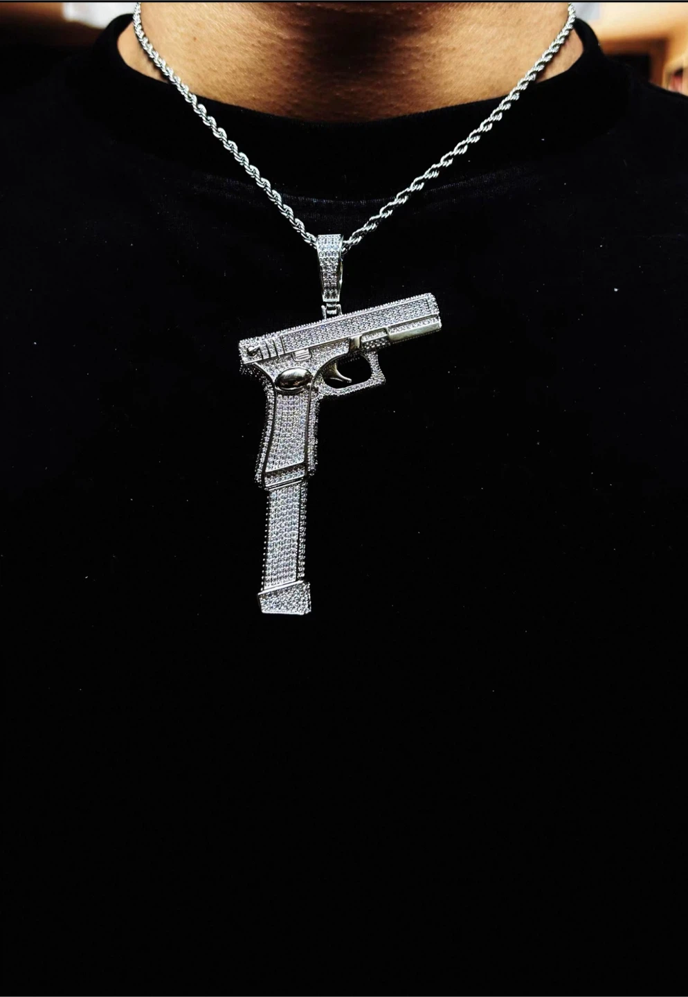 Mossinate Iced Out Gun Pendant (Just the pendant)