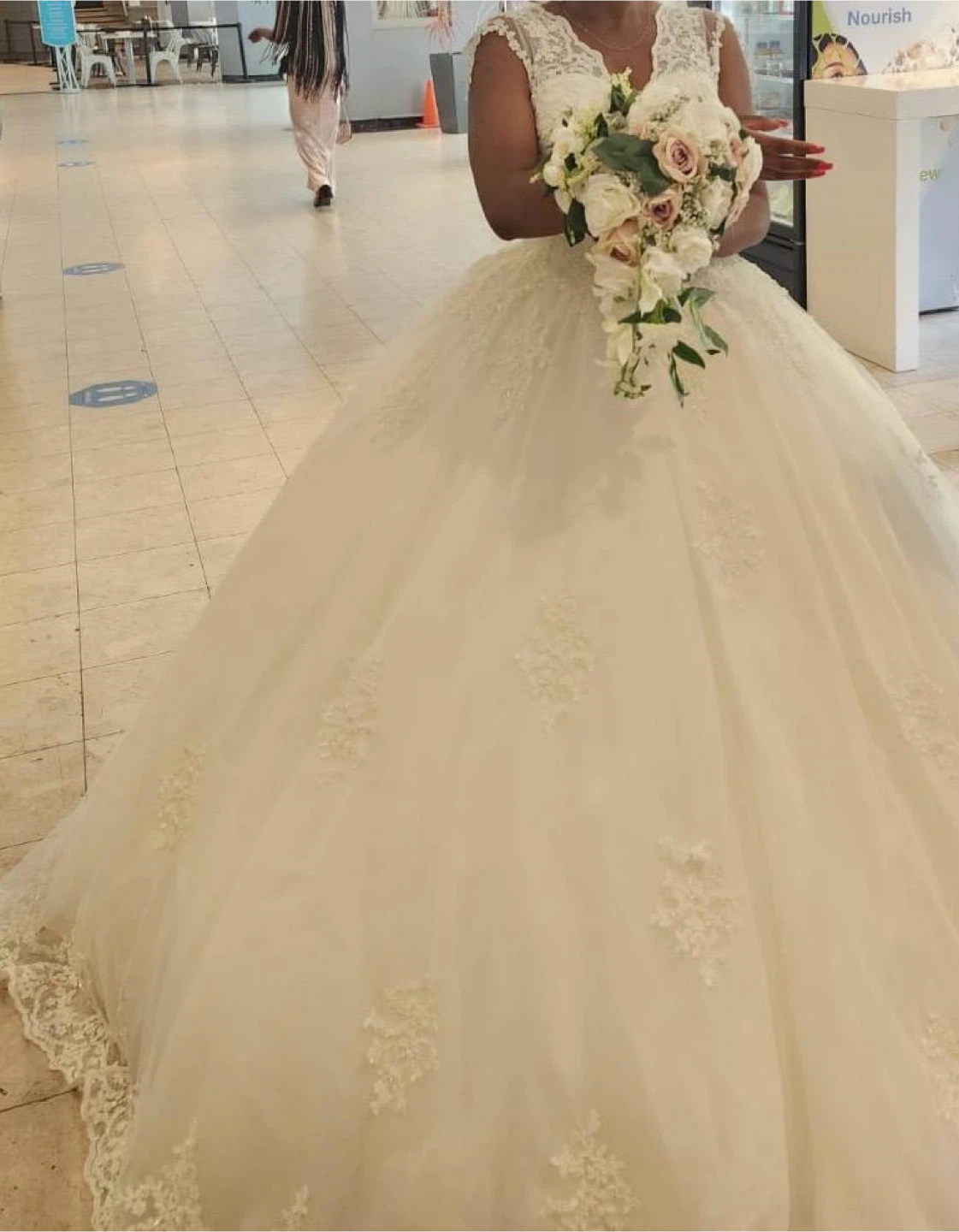 White Ball Gown Wedding Dress with Lace - photo 5