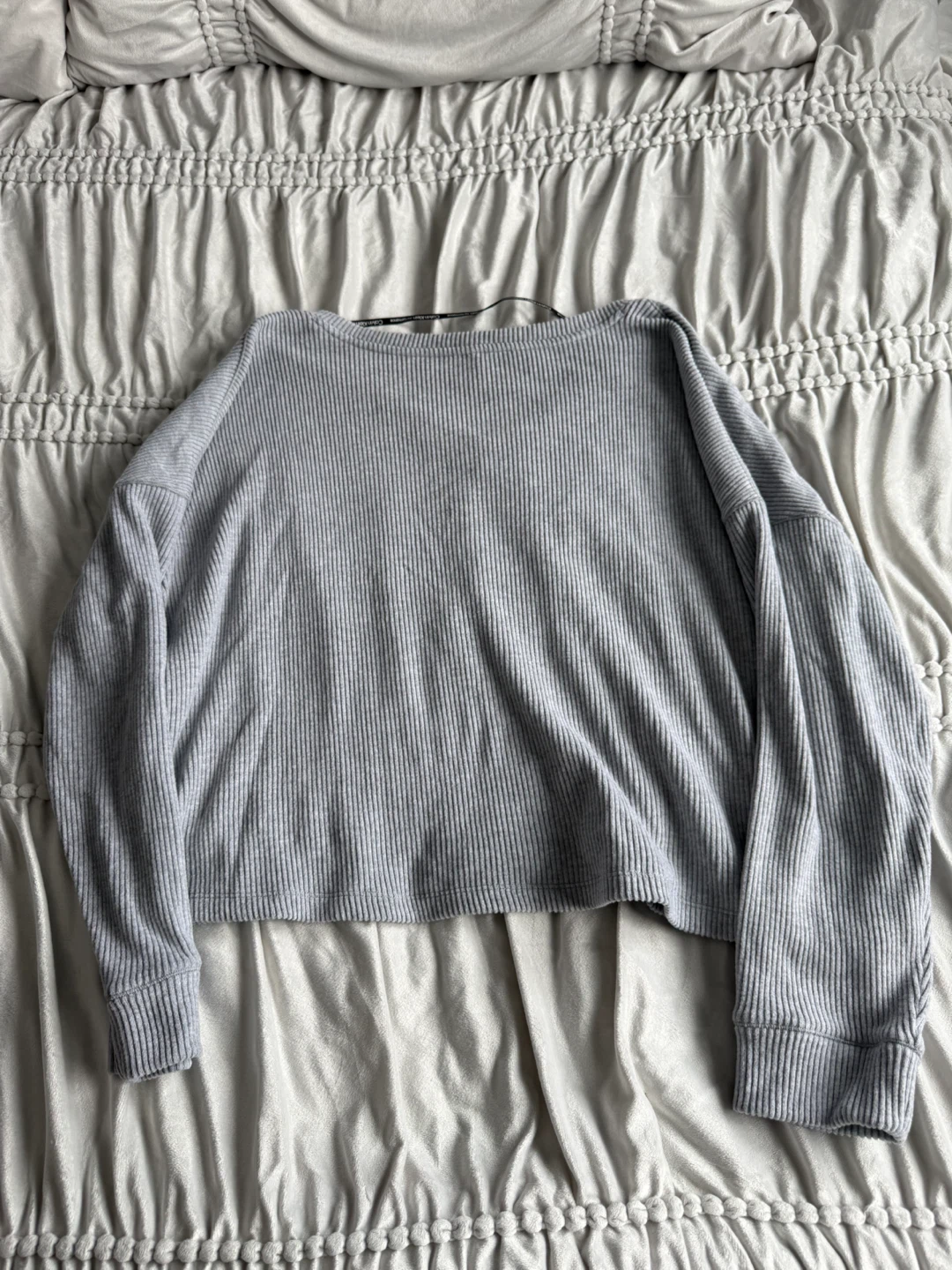 Calvin Klein Performance Ribbed Long Sleeve Top Grey V-Neck - photo 3