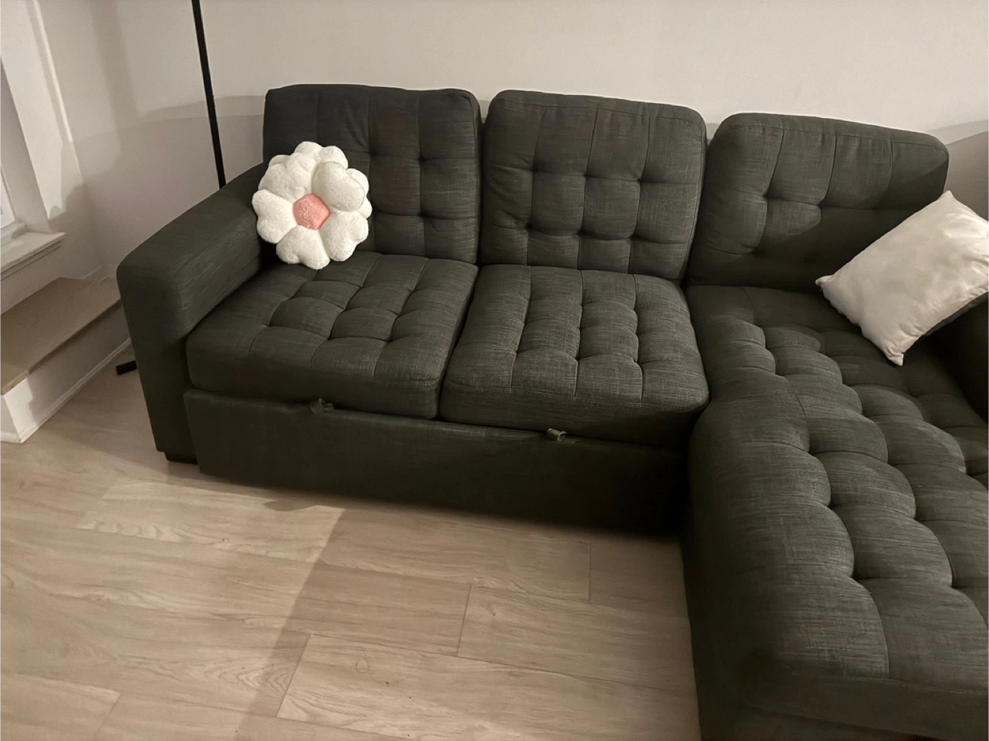 Dark Grey Sectional Sofa with Storage