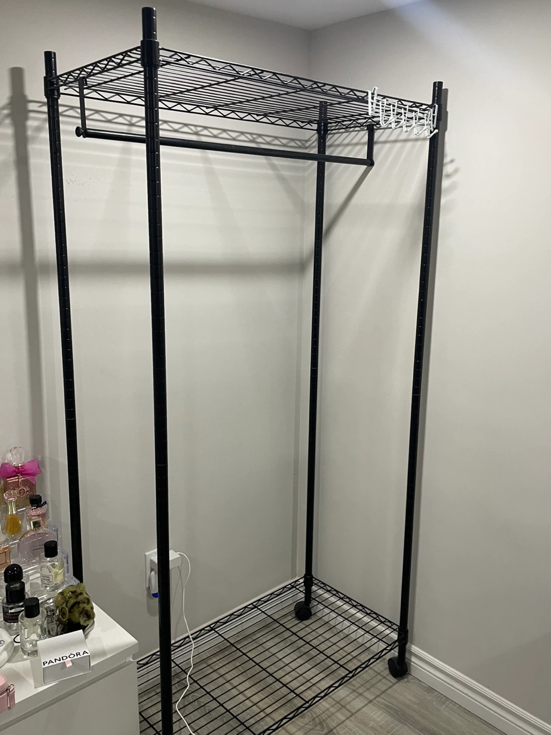 Black Metal Garment Rack with Shelving
