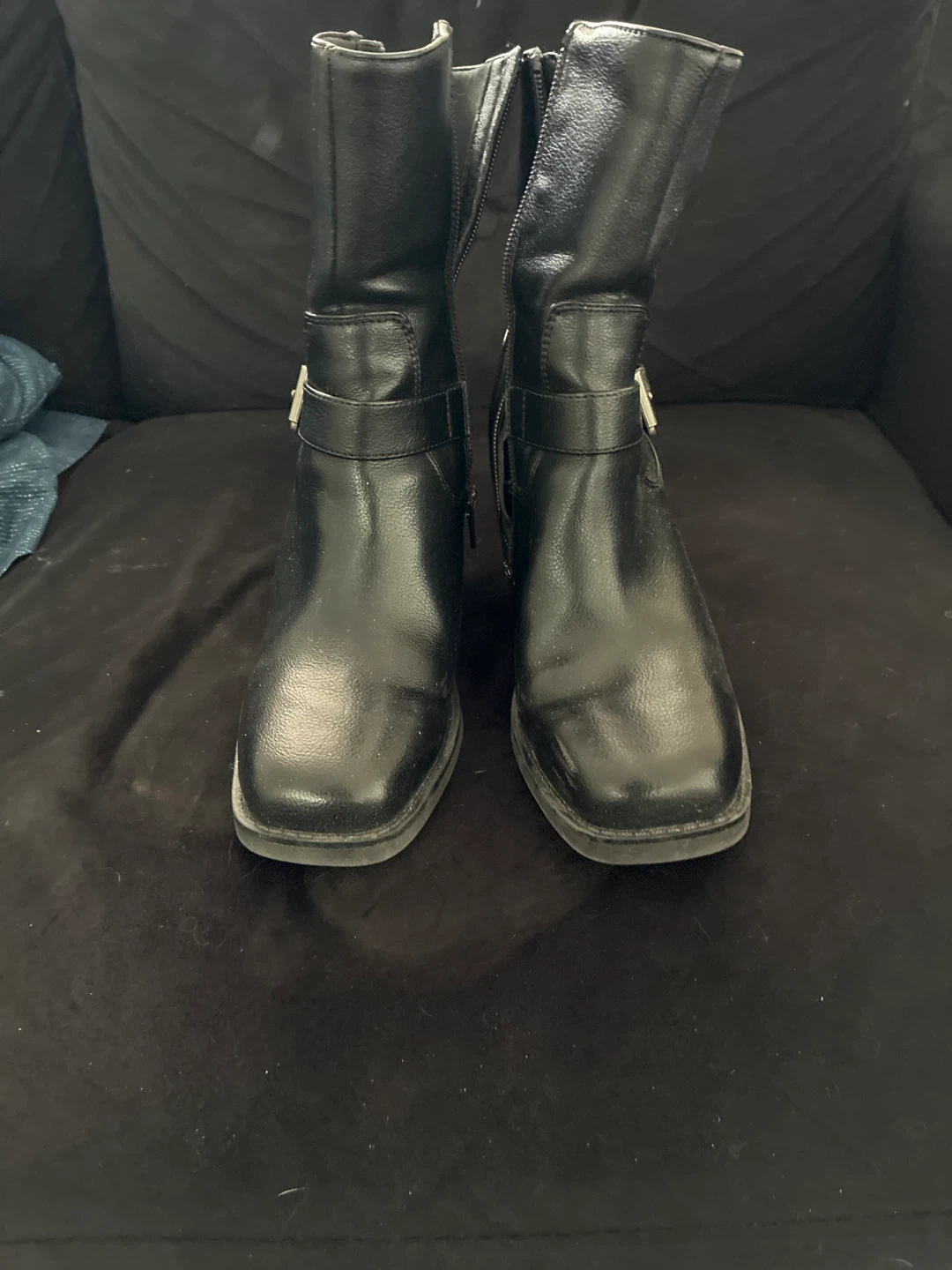 Black Faux Leather Boots Size 7.5M