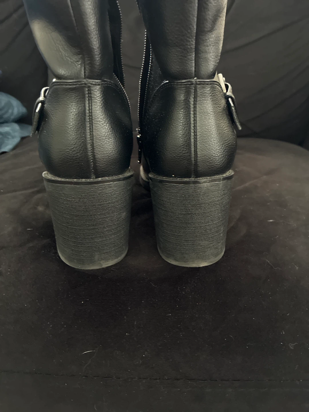 Black Faux Leather Boots Size 7.5M - photo 2