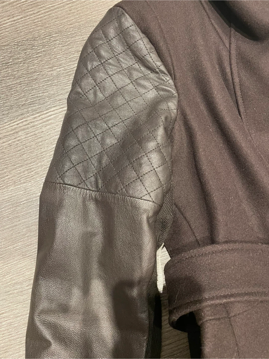 BCBGMAXAZRIA Women's leather& Wool Blend Jacket - Size L - photo 3