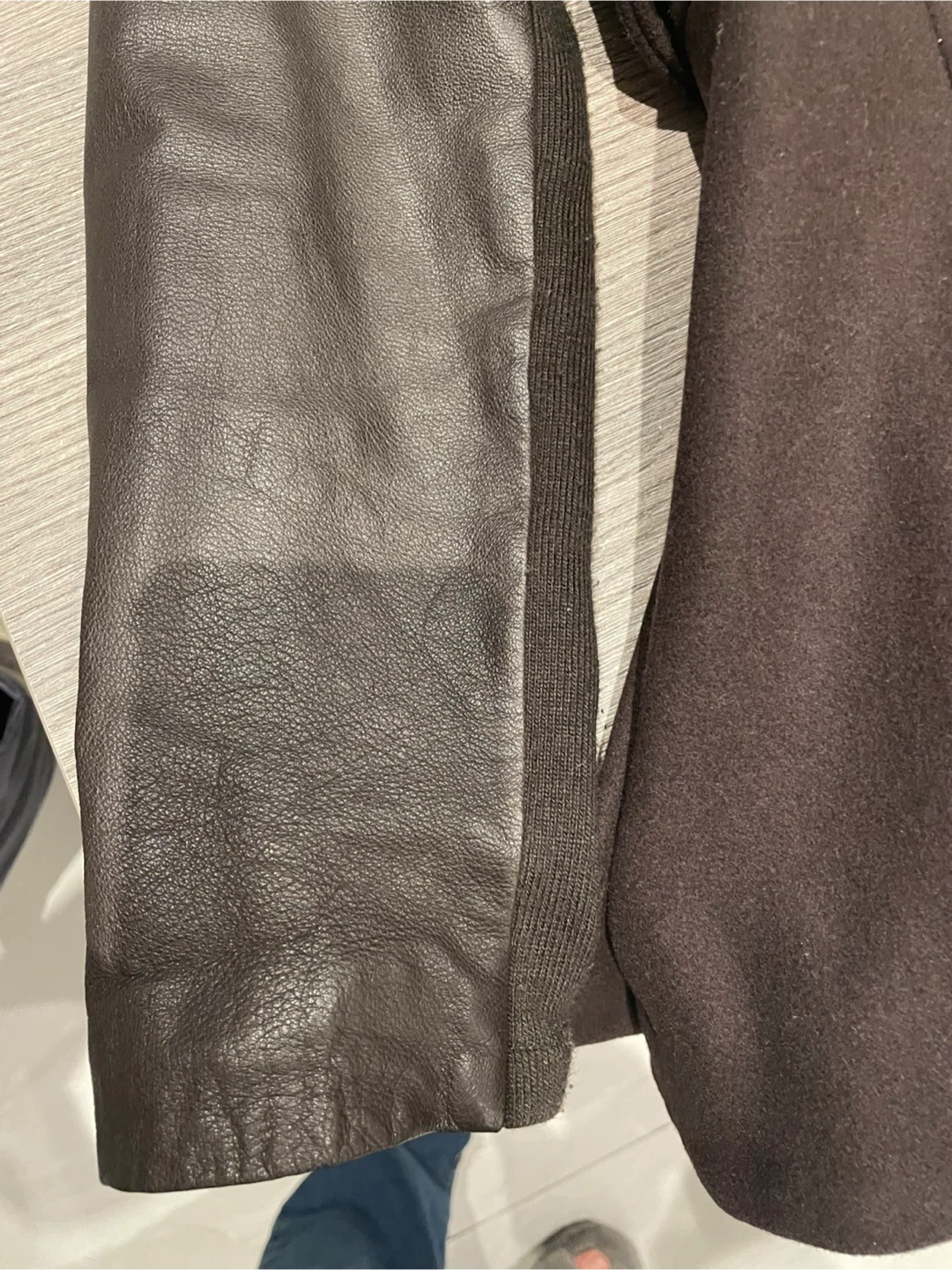 BCBGMAXAZRIA Women's leather& Wool Blend Jacket - Size L - photo 2