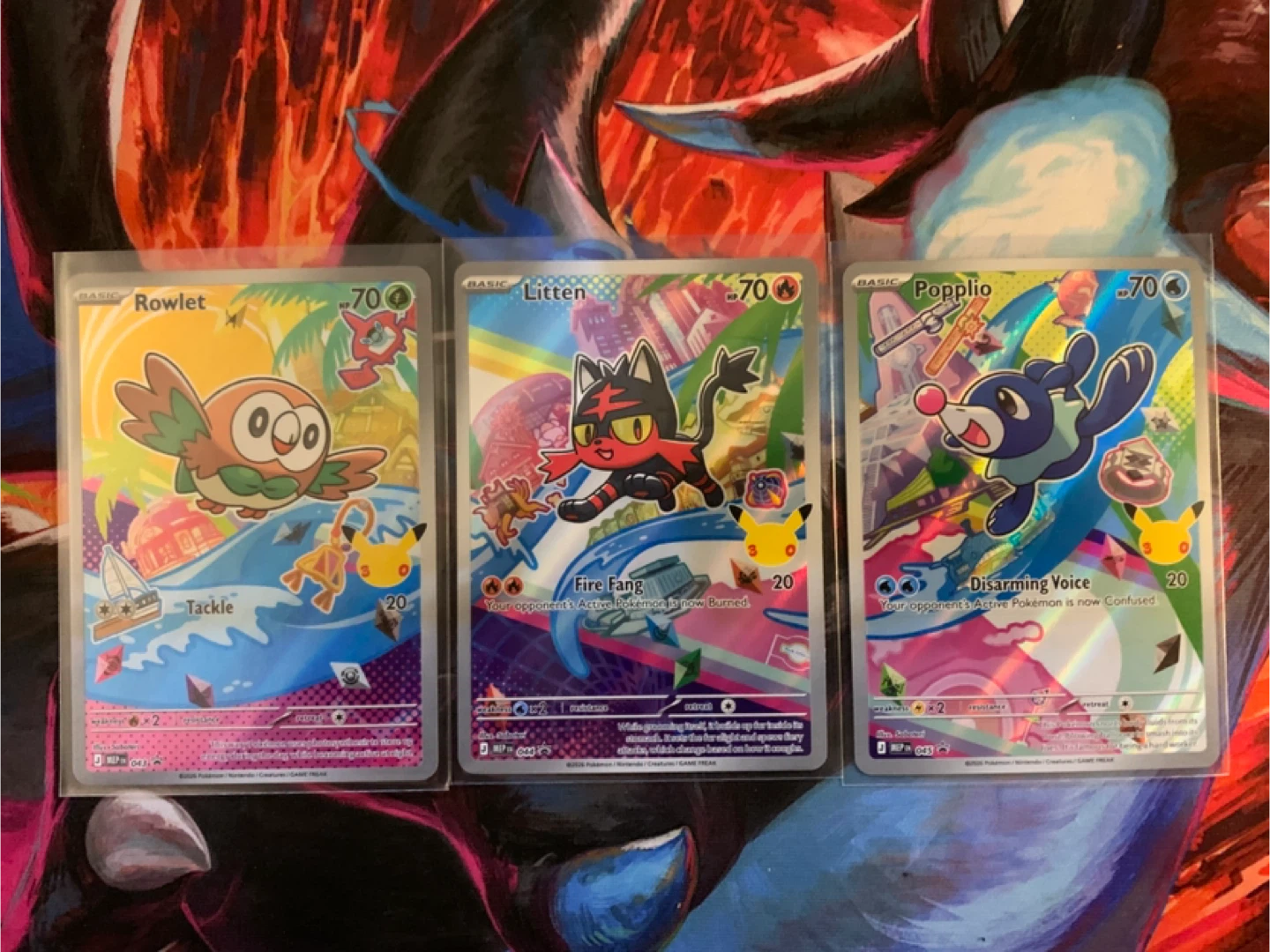 30th Anniversary Pokemon Cards - Rowlet, Litten, Popplio