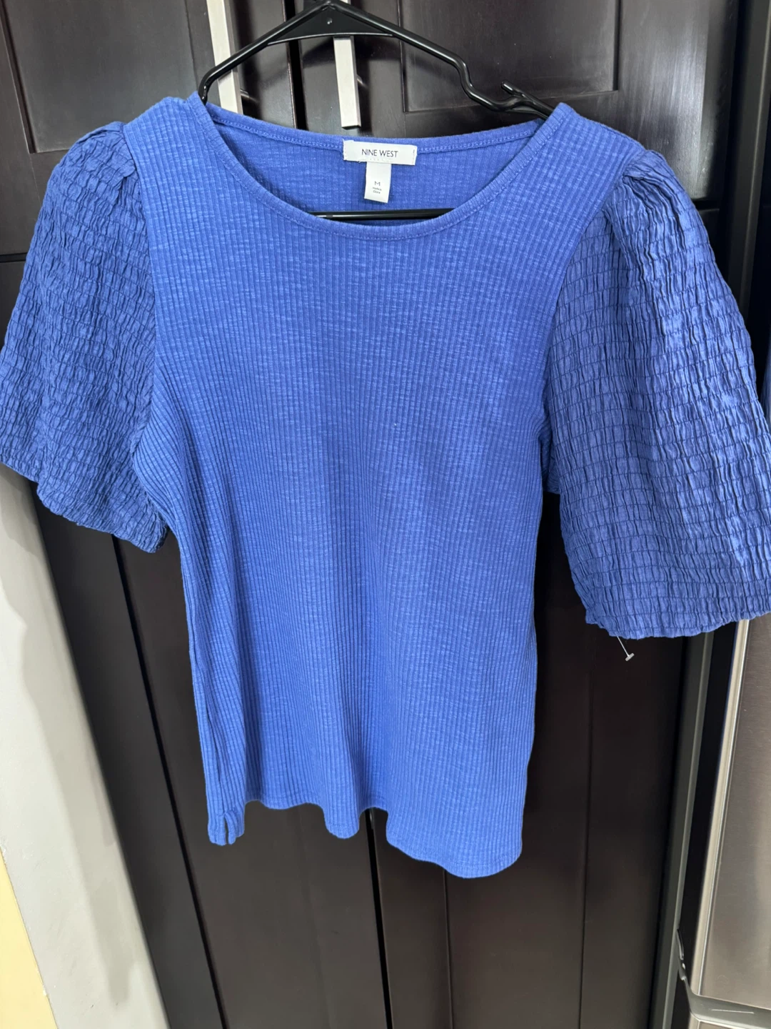 Nine West Blue Ribbed Puff Sleeve Top - photo 4