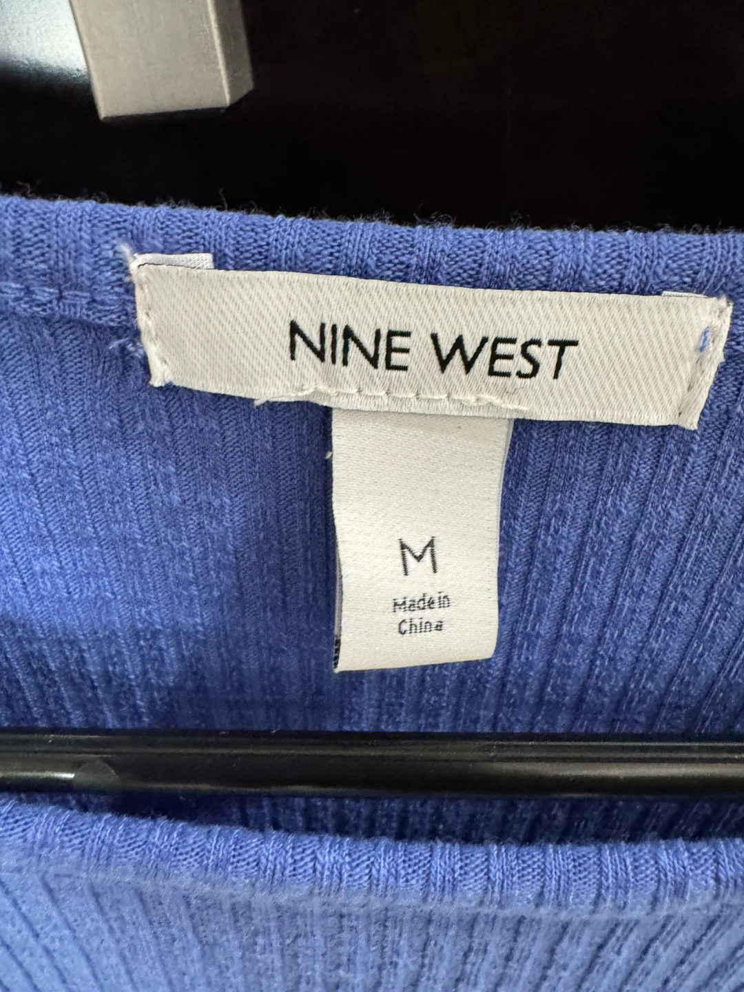 Nine West Blue Ribbed Puff Sleeve Top - photo 2