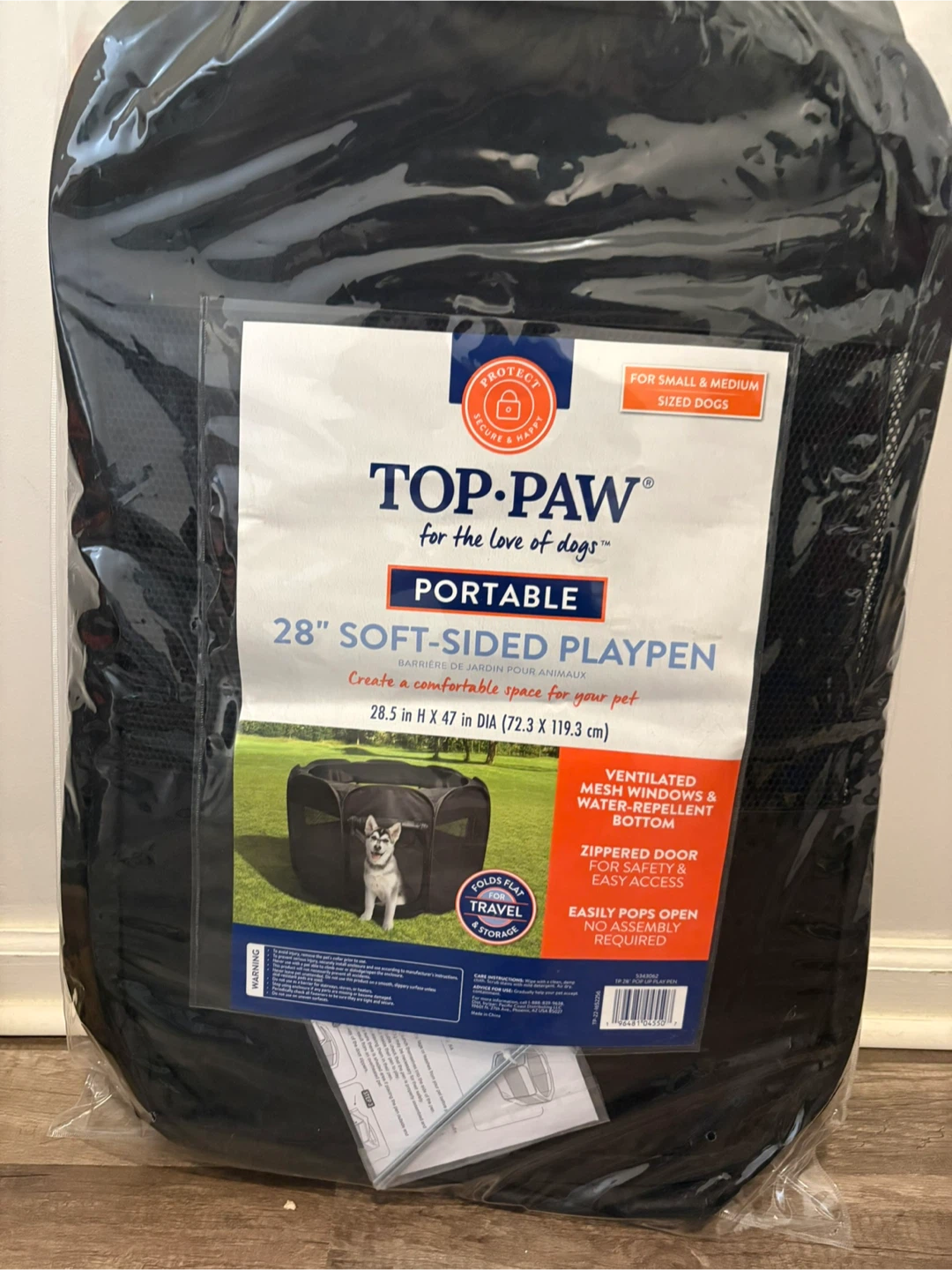 Top-Paw 28" Soft-Sided Portable Playpen for Dogs