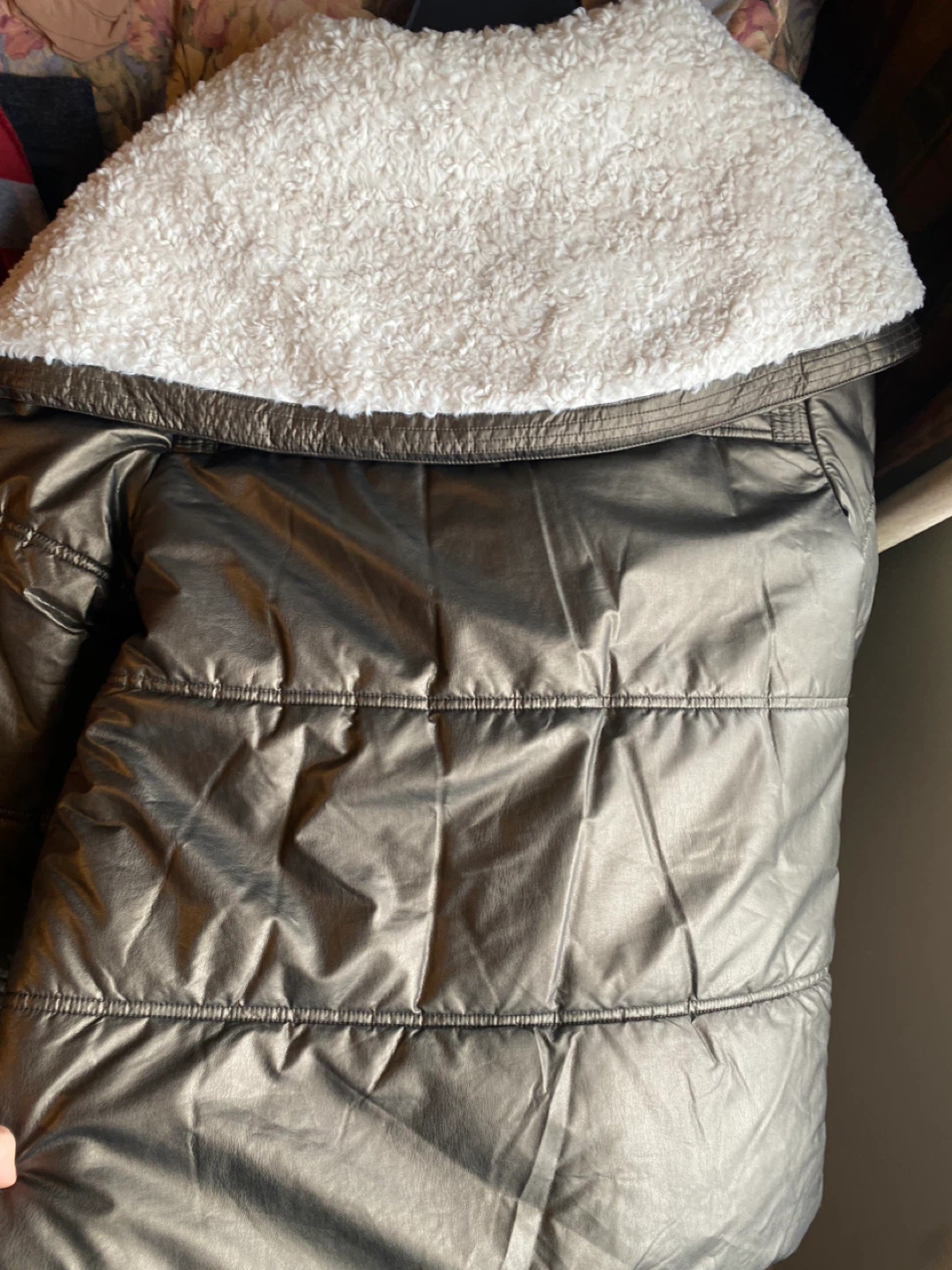Nikki Jones Metallic Puffer Jacket with Sherpa Collar - photo 3