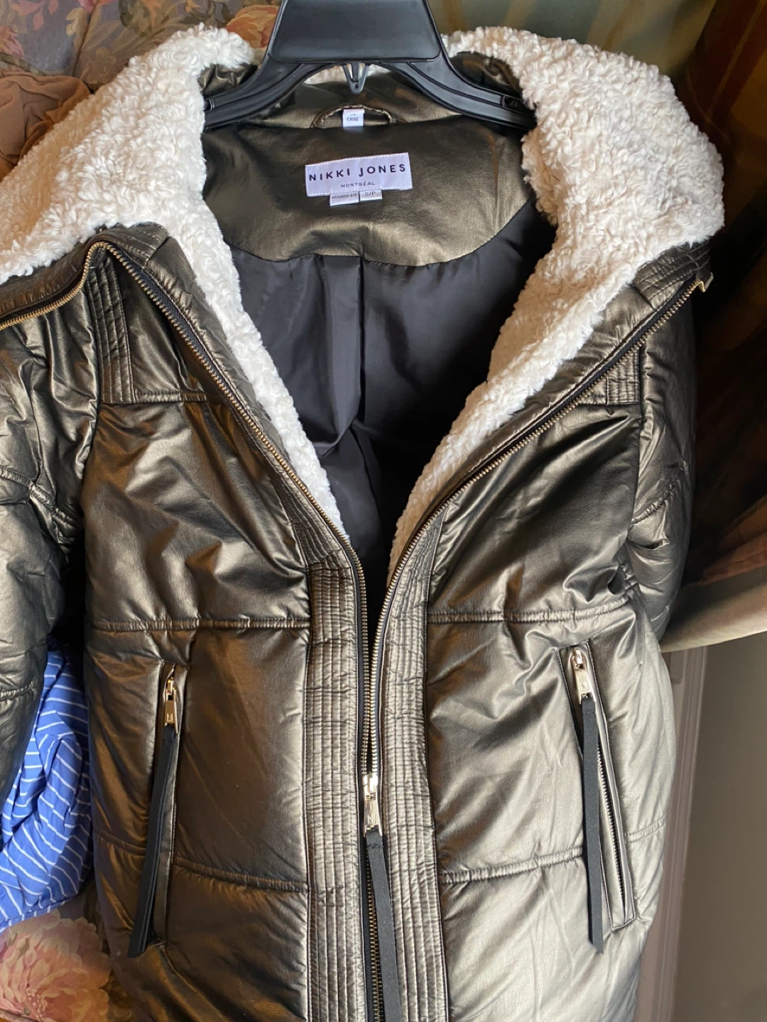 Nikki Jones Metallic Puffer Jacket with Sherpa Collar - photo 4