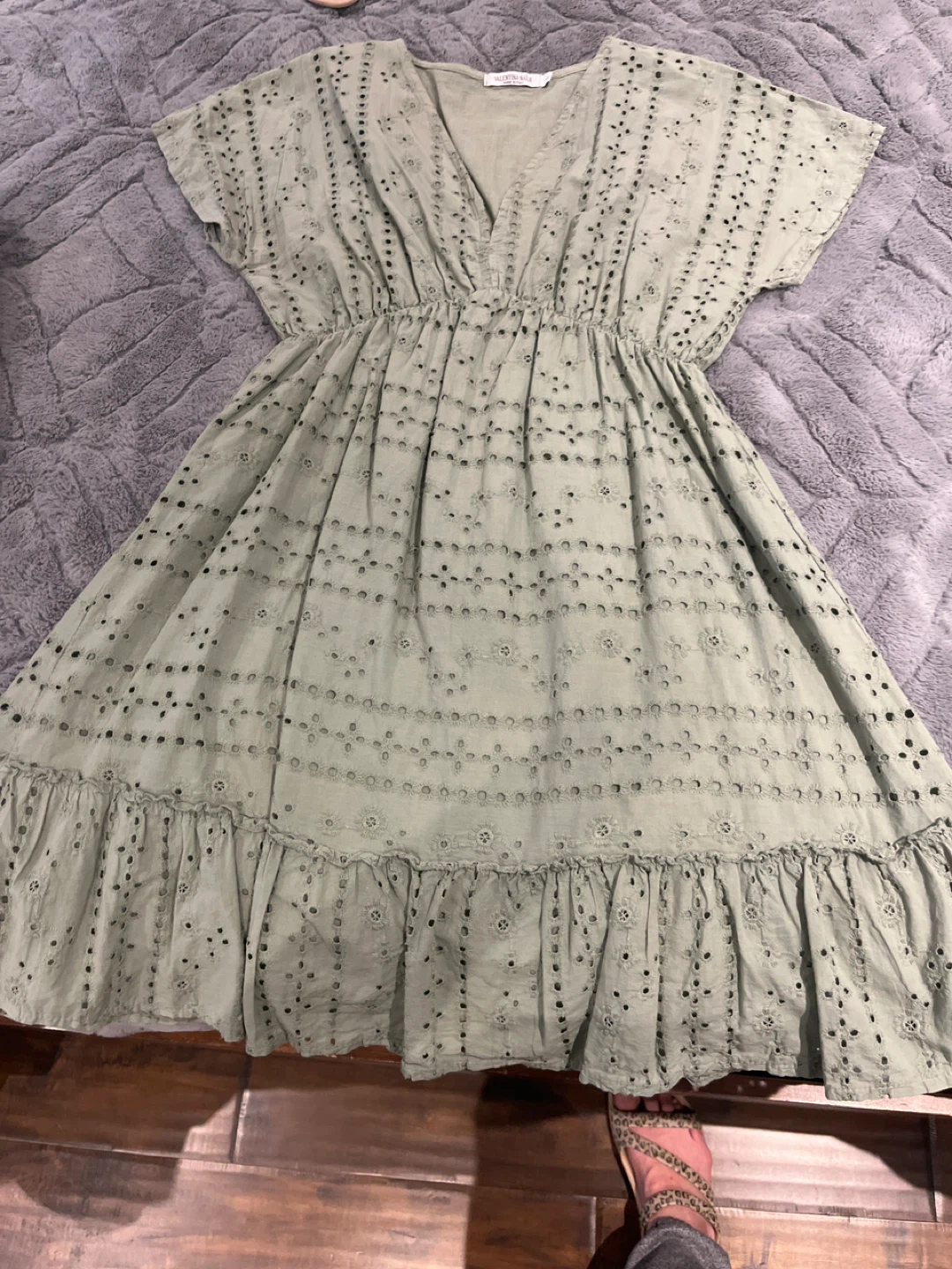 Sage Green Eyelet Dress - Size Small