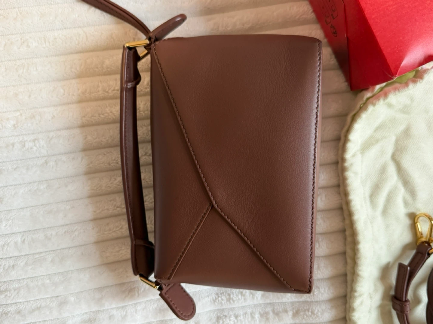 LOEWE Brown Leather Puzzle Mini Bag with Hamster Charm - photo 3