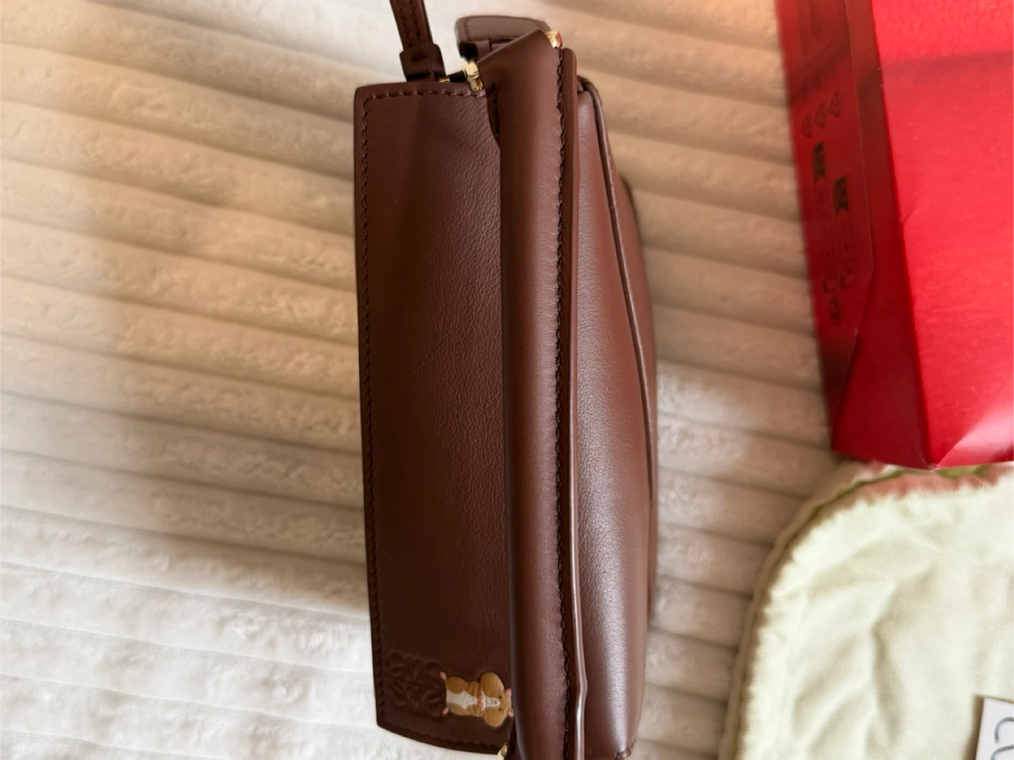 LOEWE Brown Leather Puzzle Mini Bag with Hamster Charm - photo 4