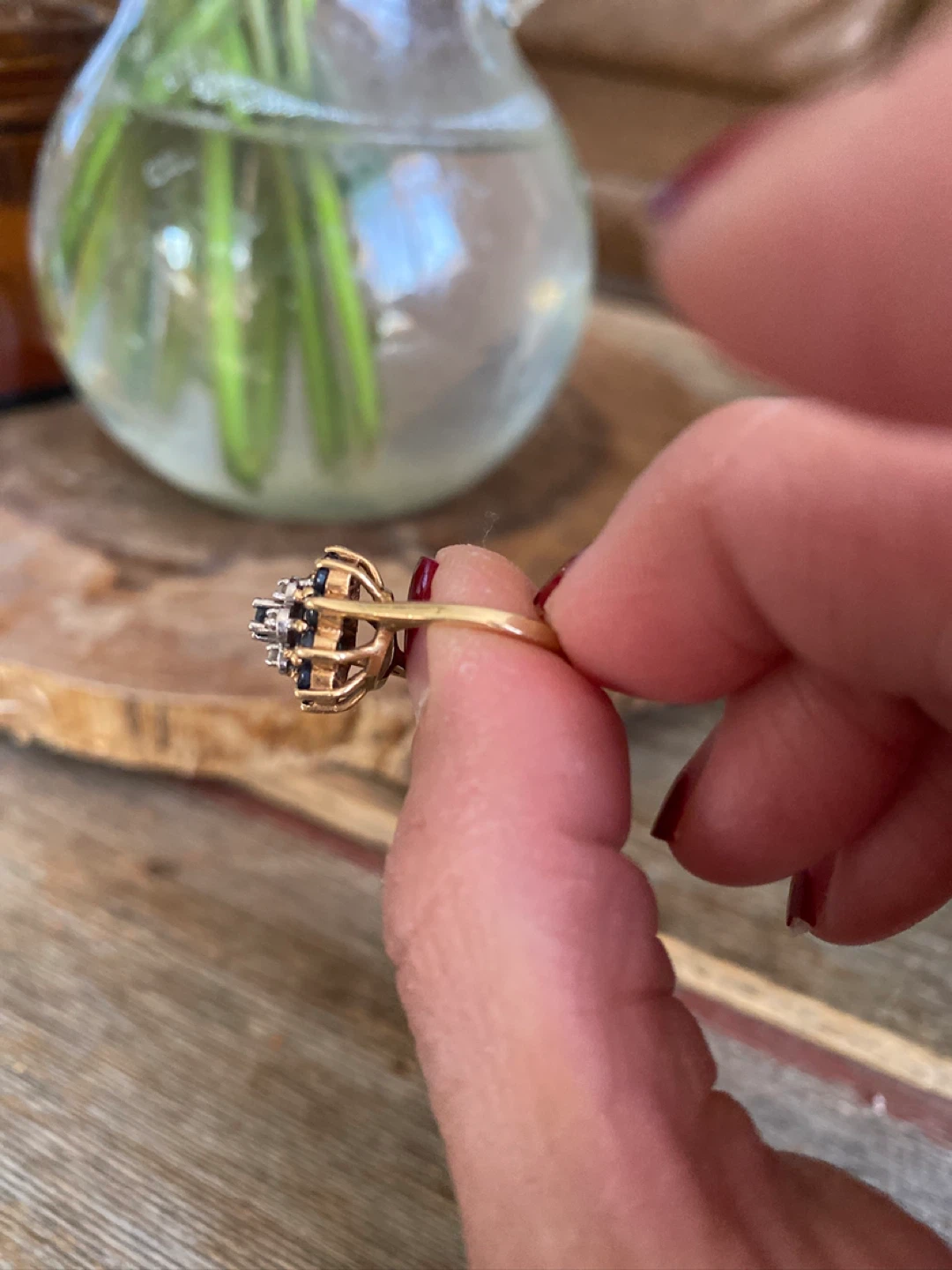 🌸 Vintage Sapphire & Diamond Flower Ring – 10K Gold - photo 5