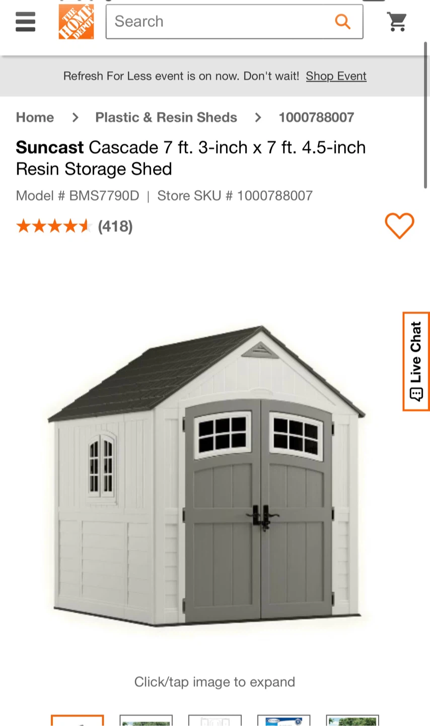 Suncast Cascade 7 ft. 3-inch x 7 ft. 4.5-inch Resin Storage Shed - photo 3