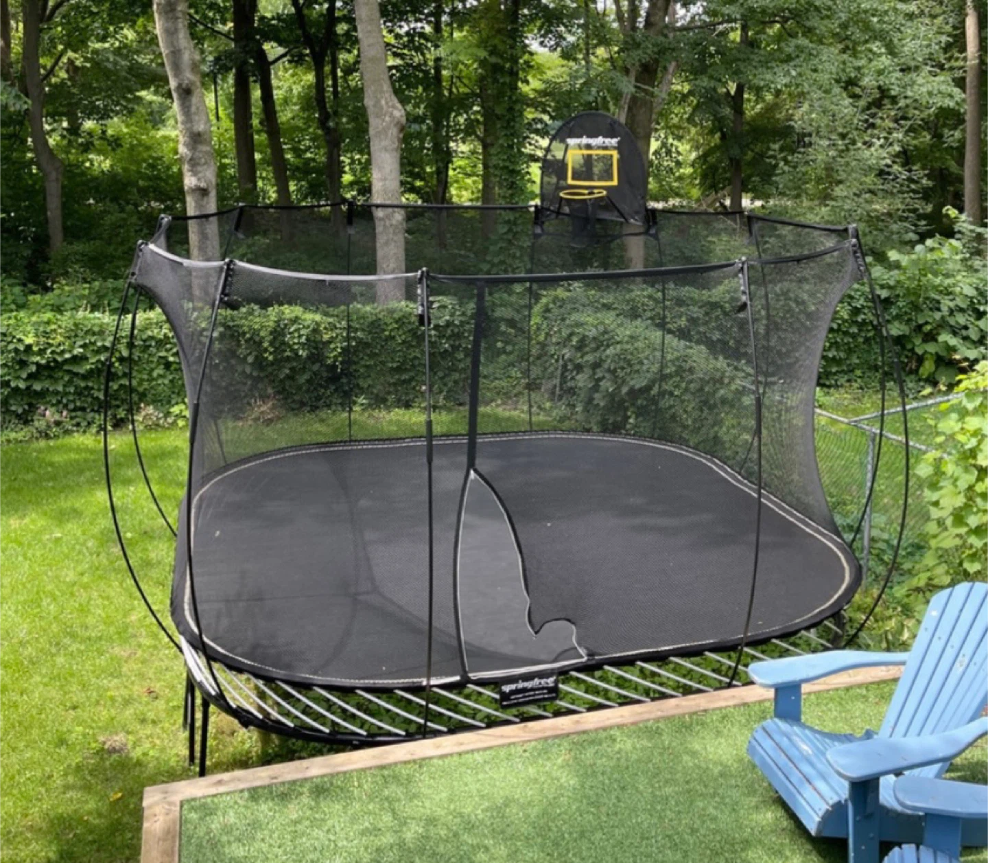 13x13 jumbo square Springfree Trampoline with Basketball Hoop