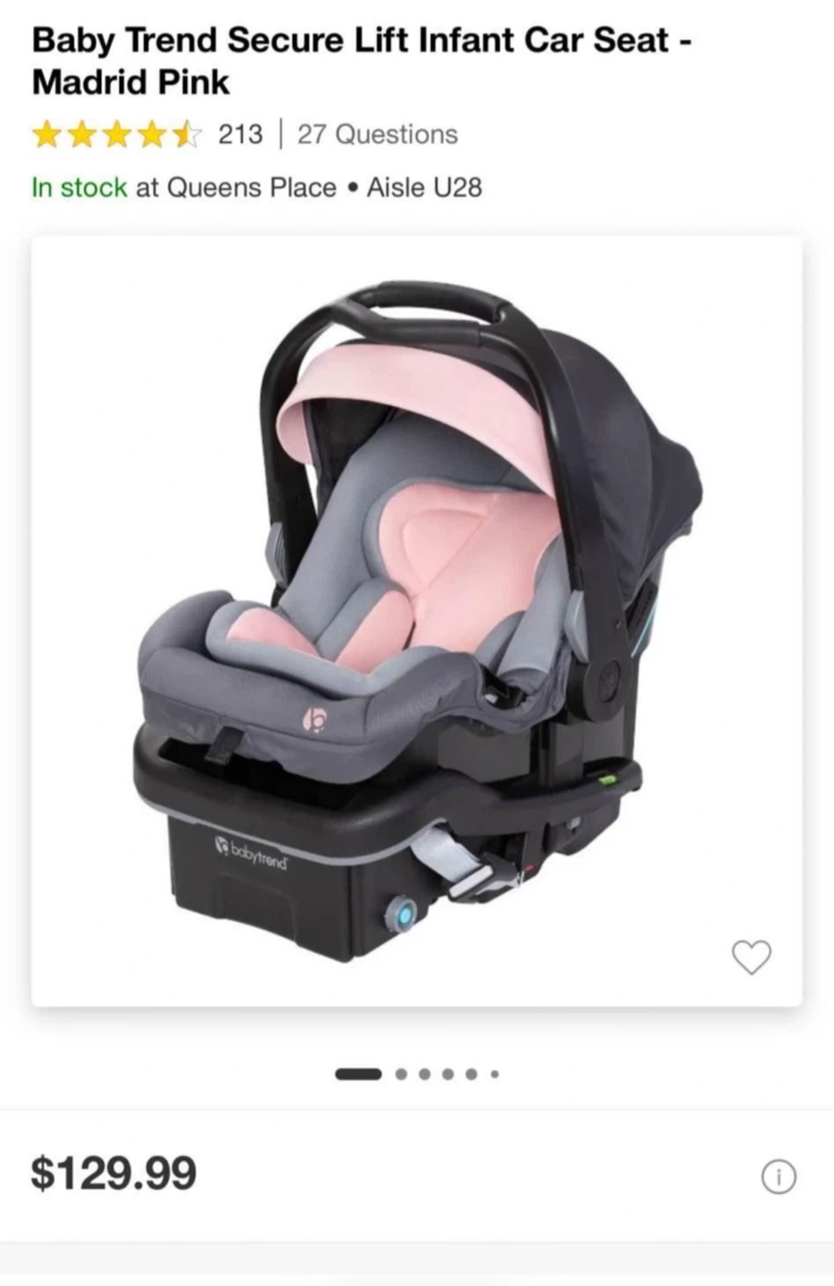 Baby Trend Secure Lift Infant Car Seat - Madrid Pink - photo 4