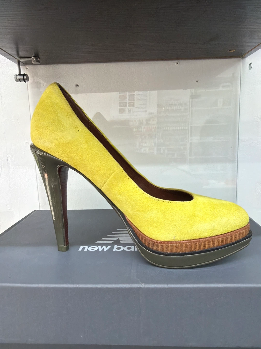 Yellow Suede Platform Heels
