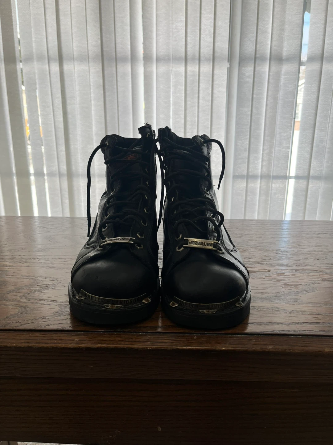 Harley-Davidson Black Leather Lace-Up Boots