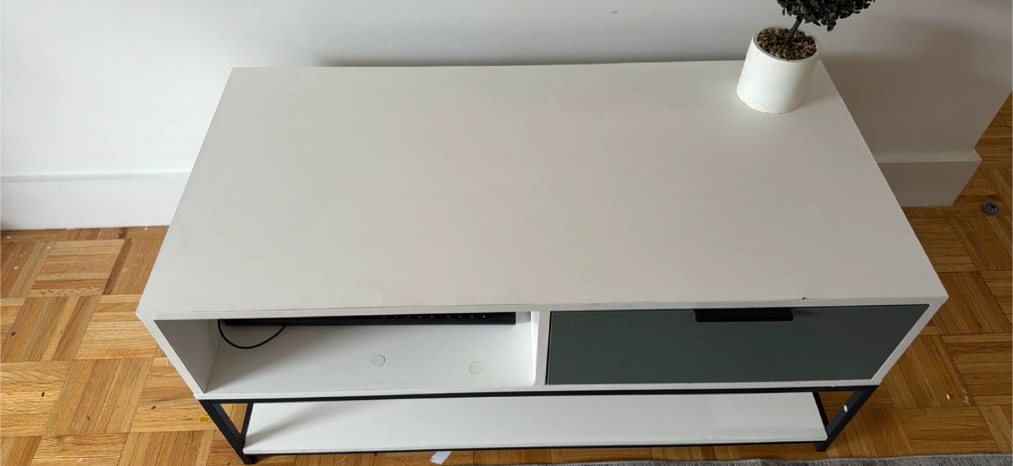 White Coffee table with Dark Green Drawer