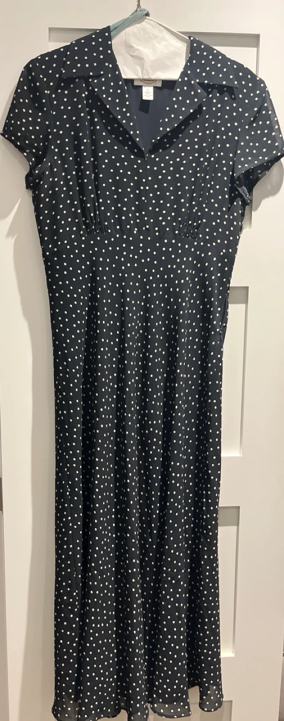 Talbots Black and White Polka Dot Maxi Dress