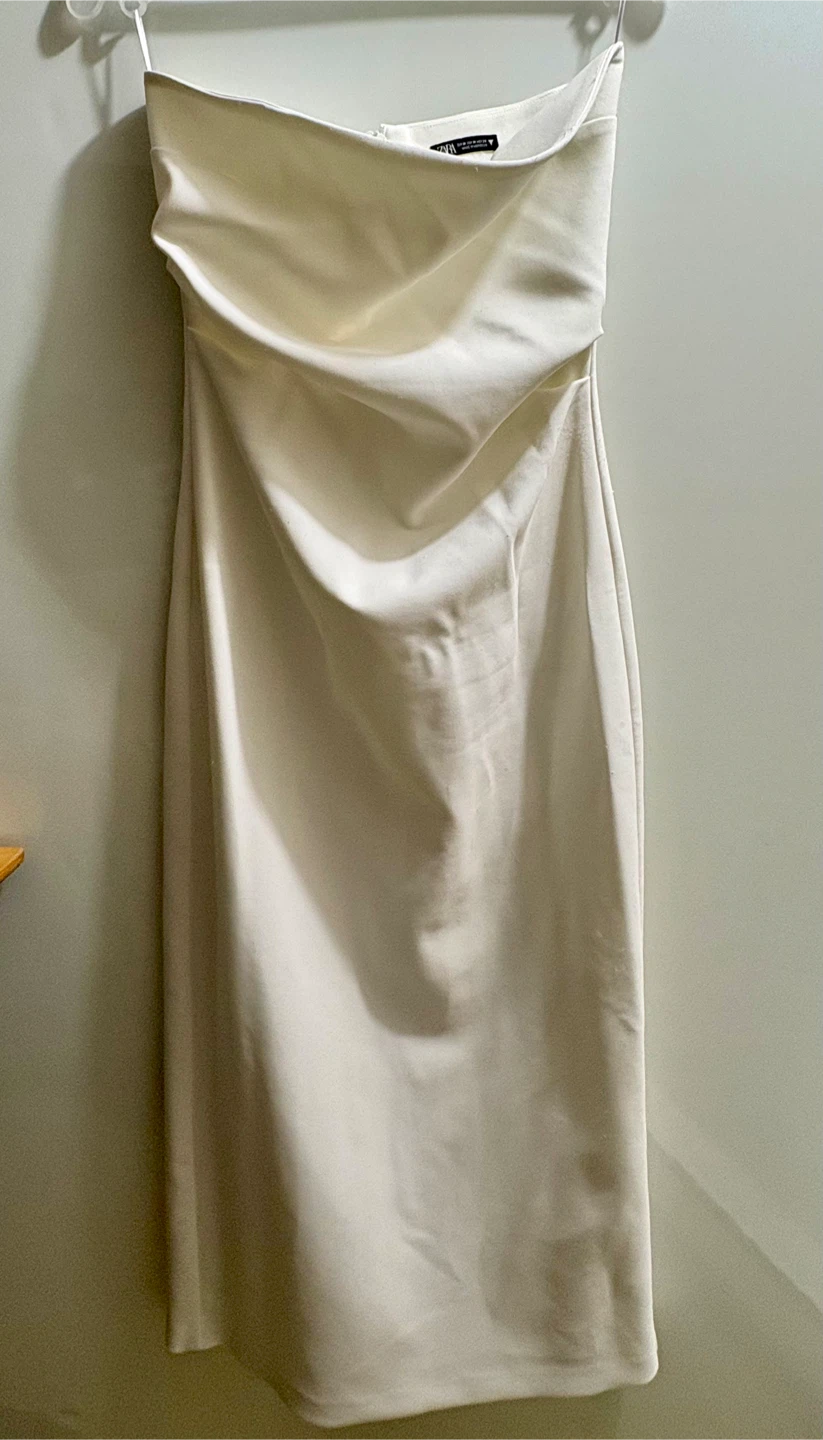 Zara Cream Strapless Midi Dress - photo 2