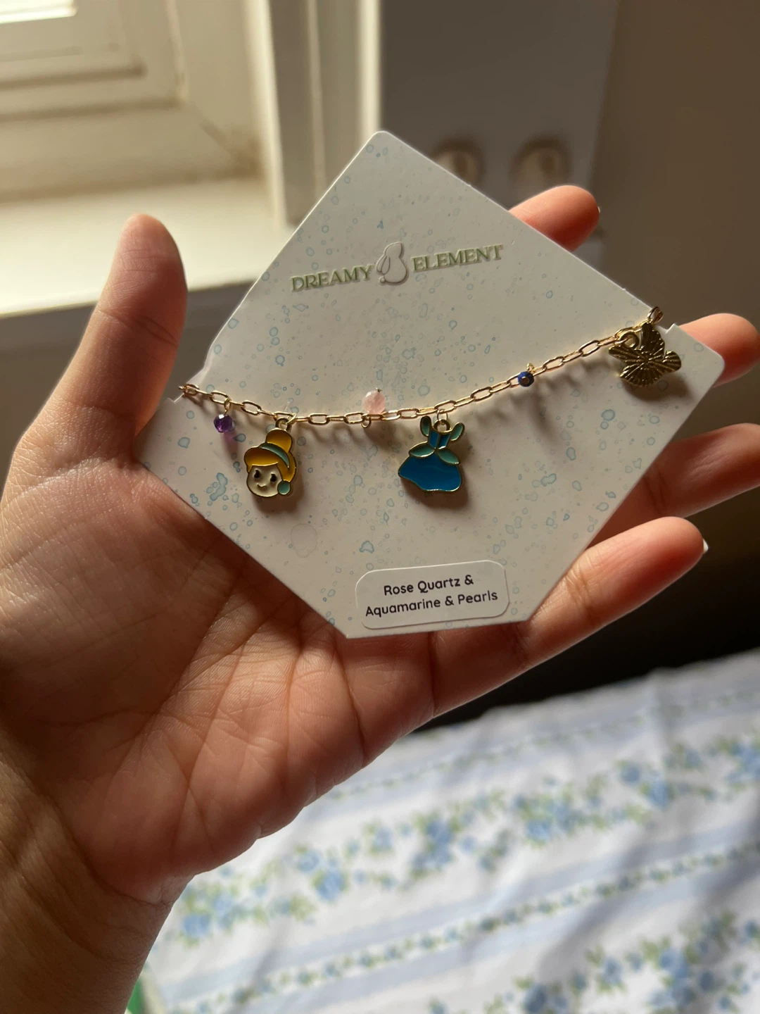Dreamy Element Charm Bracelet - Rose Quartz & Aquamarine