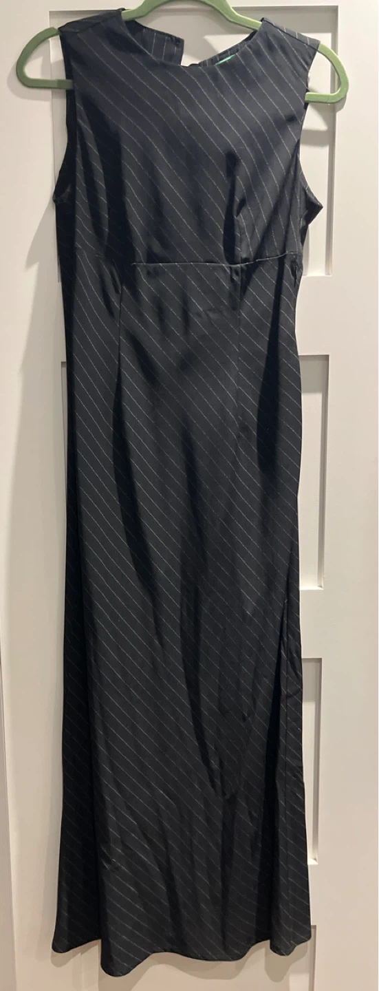 Benetton’s vintage Black Pinstripe Maxi Dress