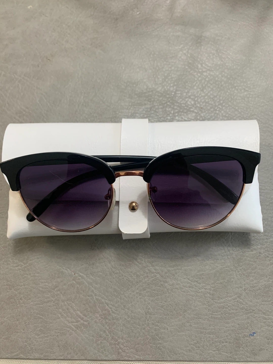 Black and Rose Gold Half-Rim Sunglasses