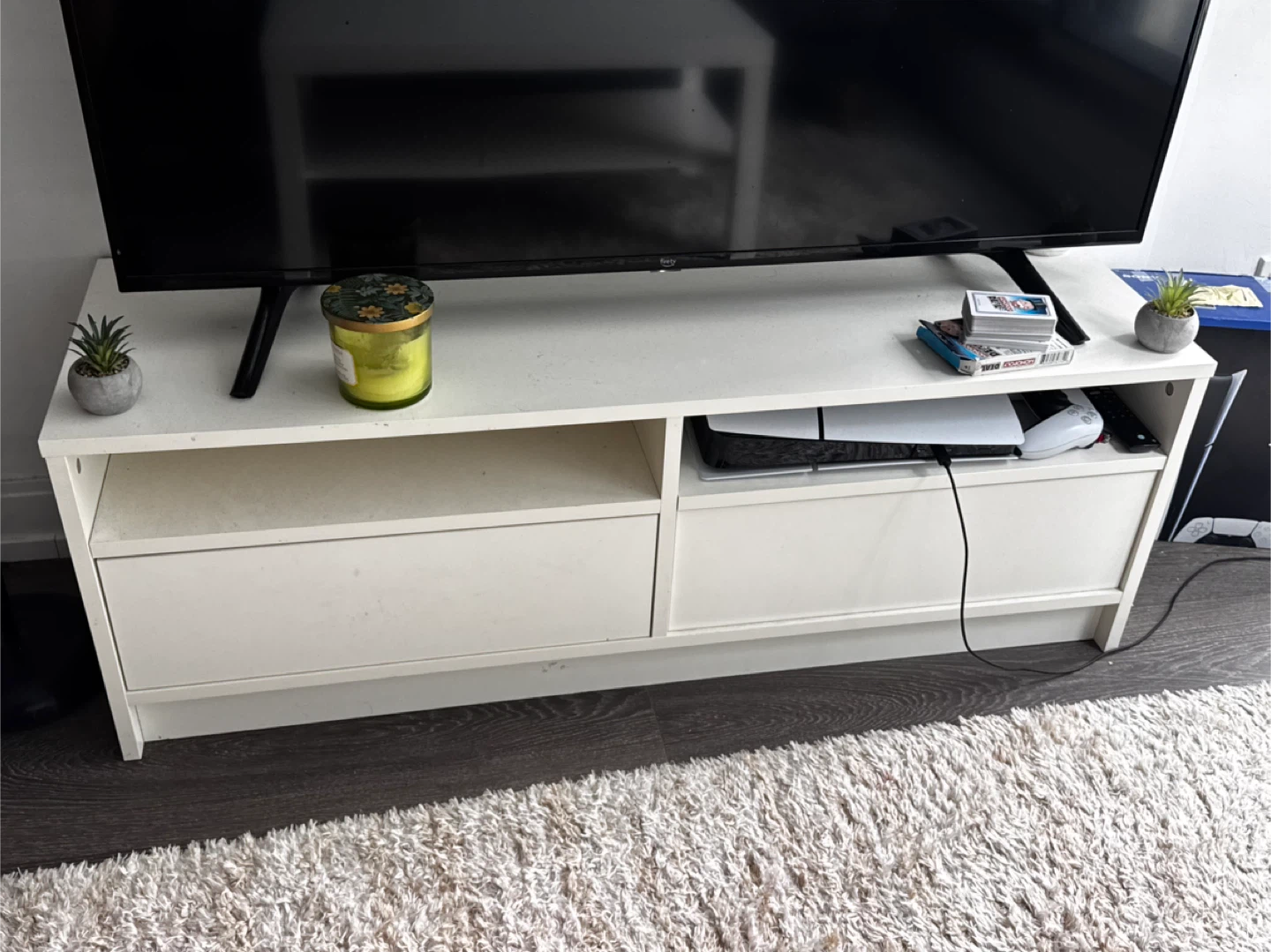 White TV Stand with Storage - photo 2