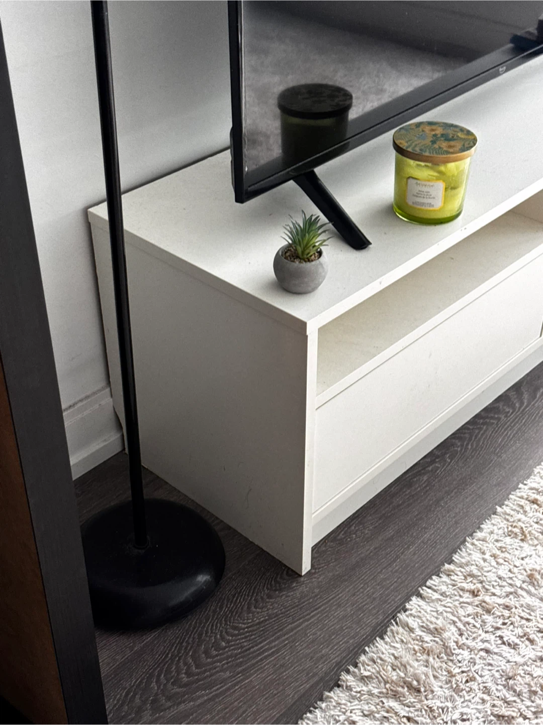 White TV Stand with Storage