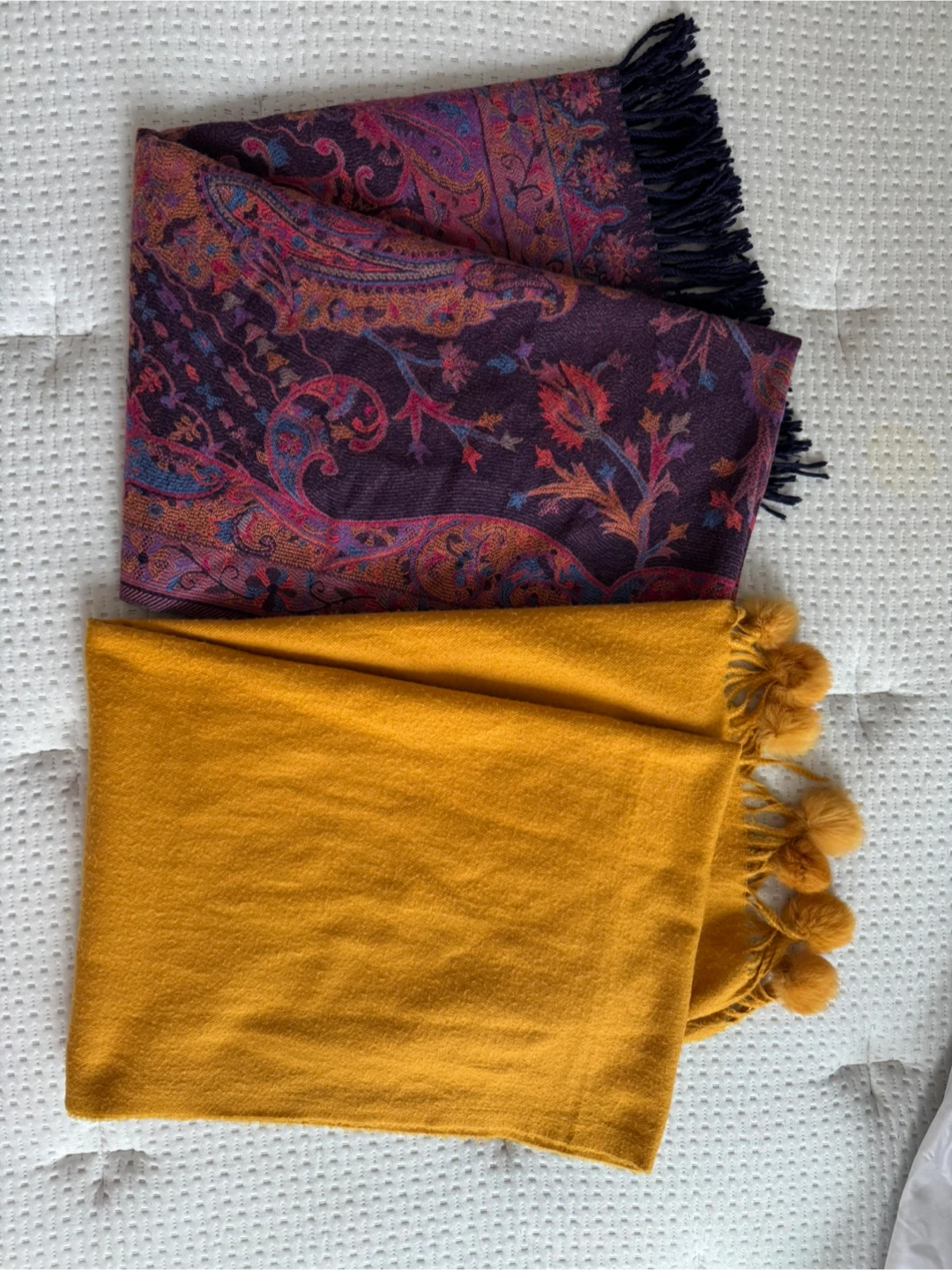 2 Scarves - Paisley & Yellow with Tassels