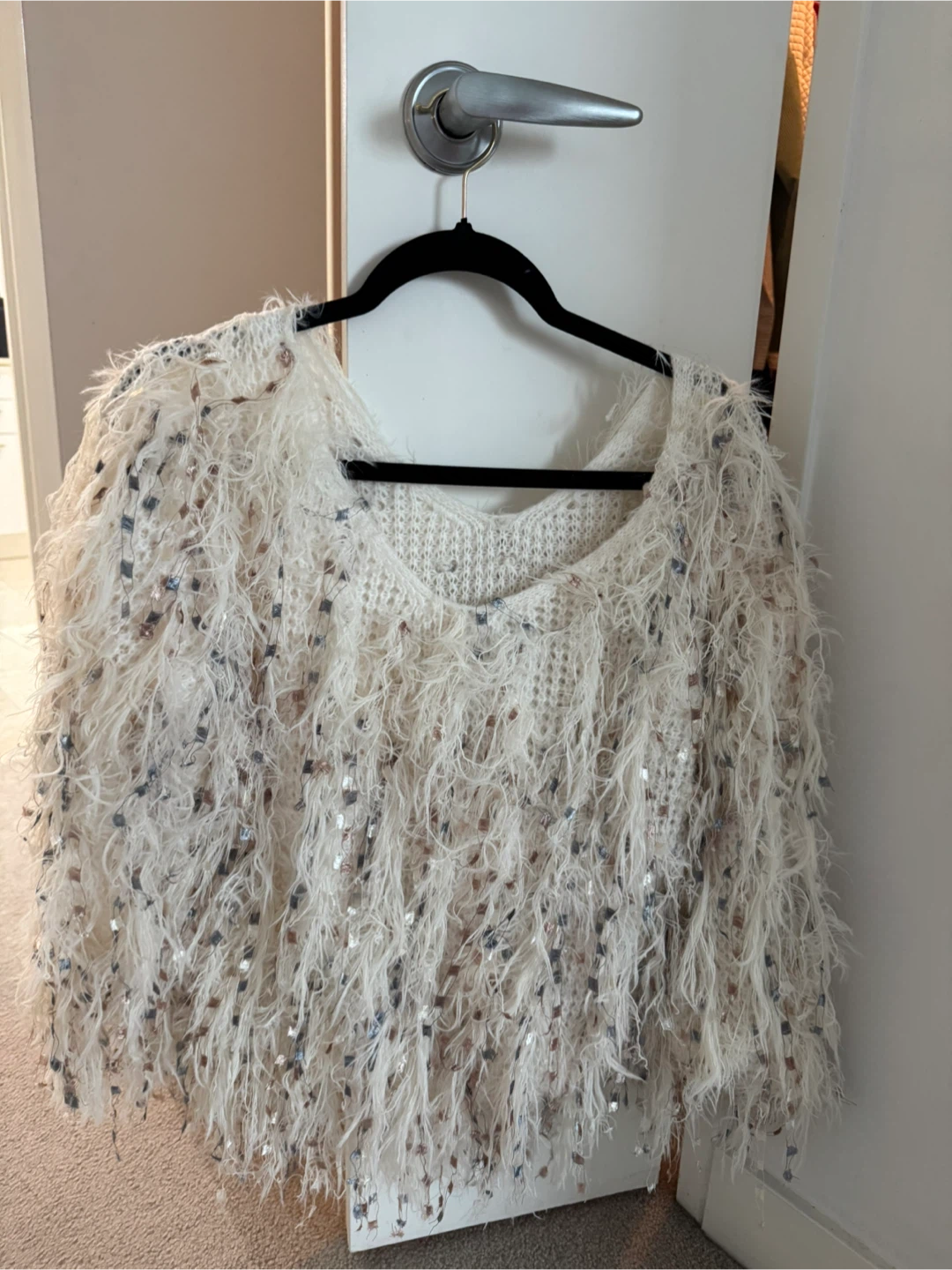 Women's Fuzzy Sequin Sweater