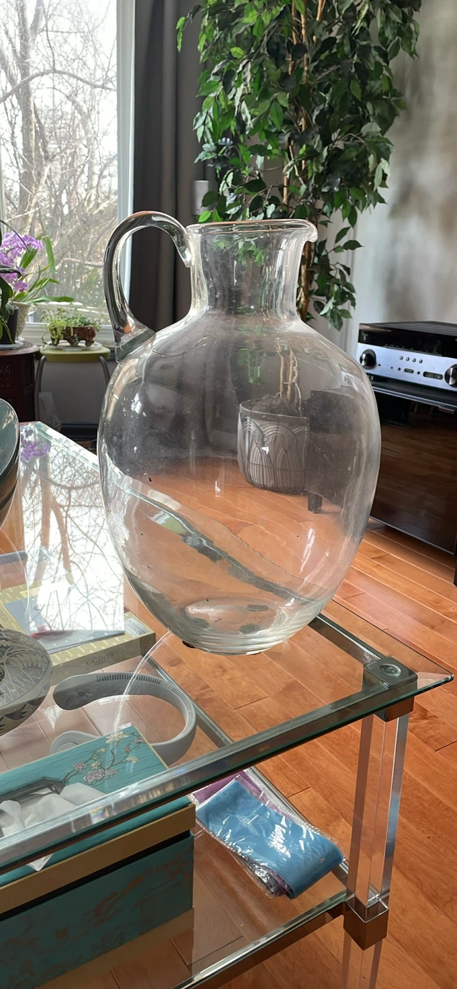 Large Clear Glass Pitcher with Handle