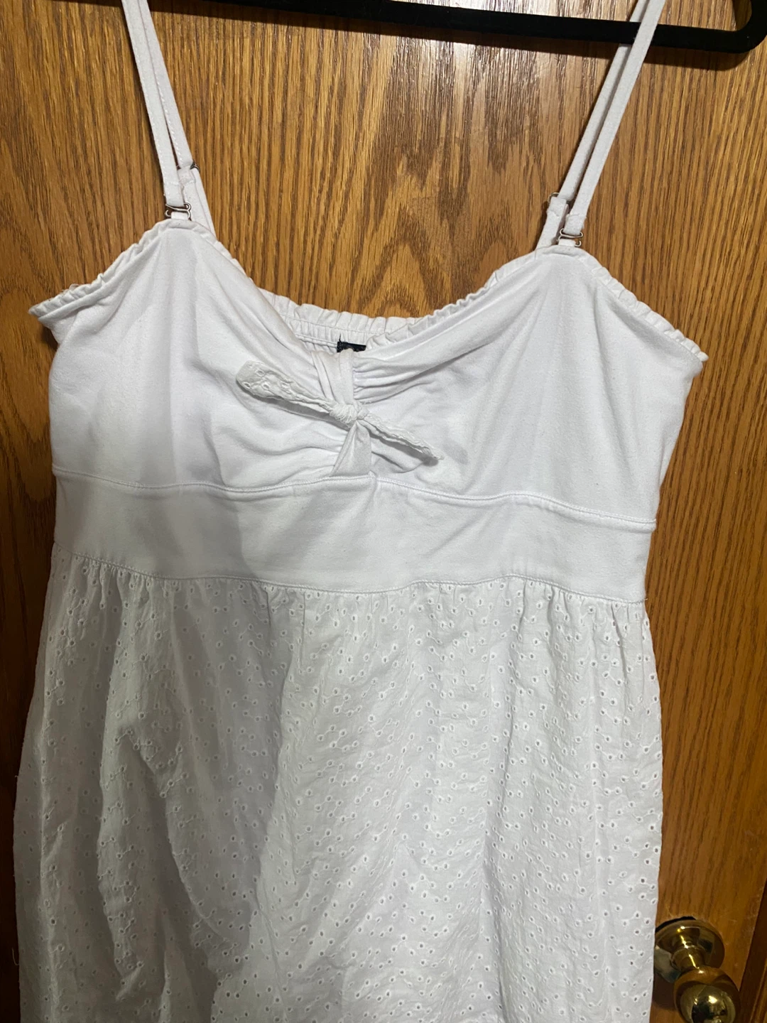 White Eyelet Mini Dress with straps can also come off - photo 2