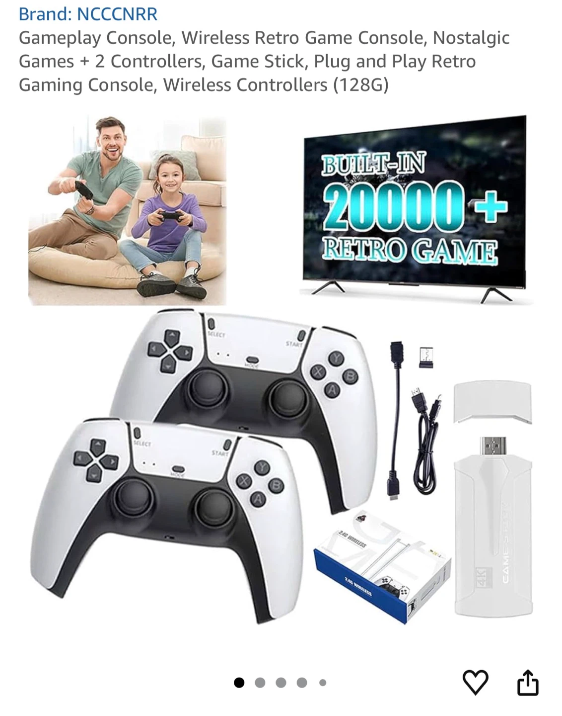 Retro Game Stick Console with 2 Wireless Controllers