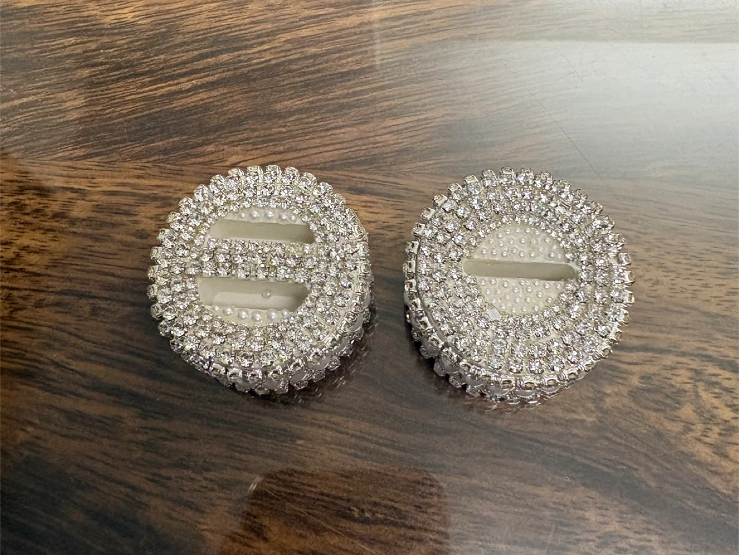 Ring box set of 2 made of silver rhinestone &pearl | Handmade - photo 4