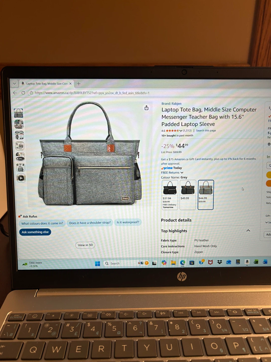 Rabjen Laptop Tote Bag - Grey