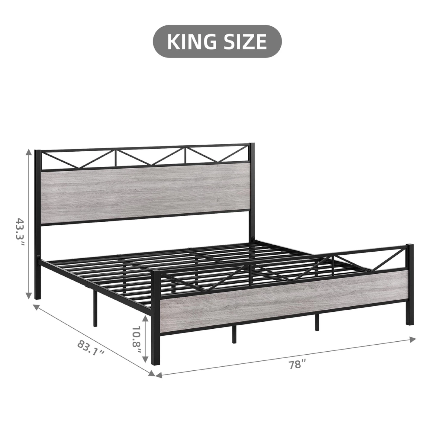 King Size Bed Frame with Headboard and Footboard - photo 3