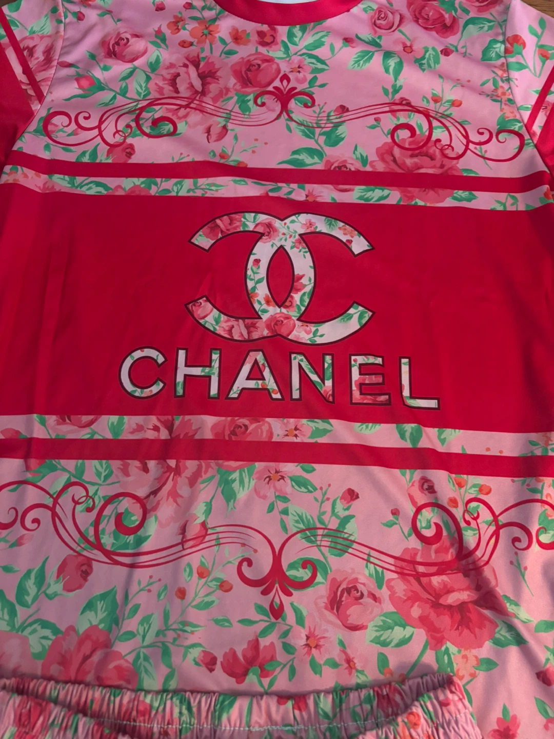 Chanel Pink Floral Pajama Set - photo 3