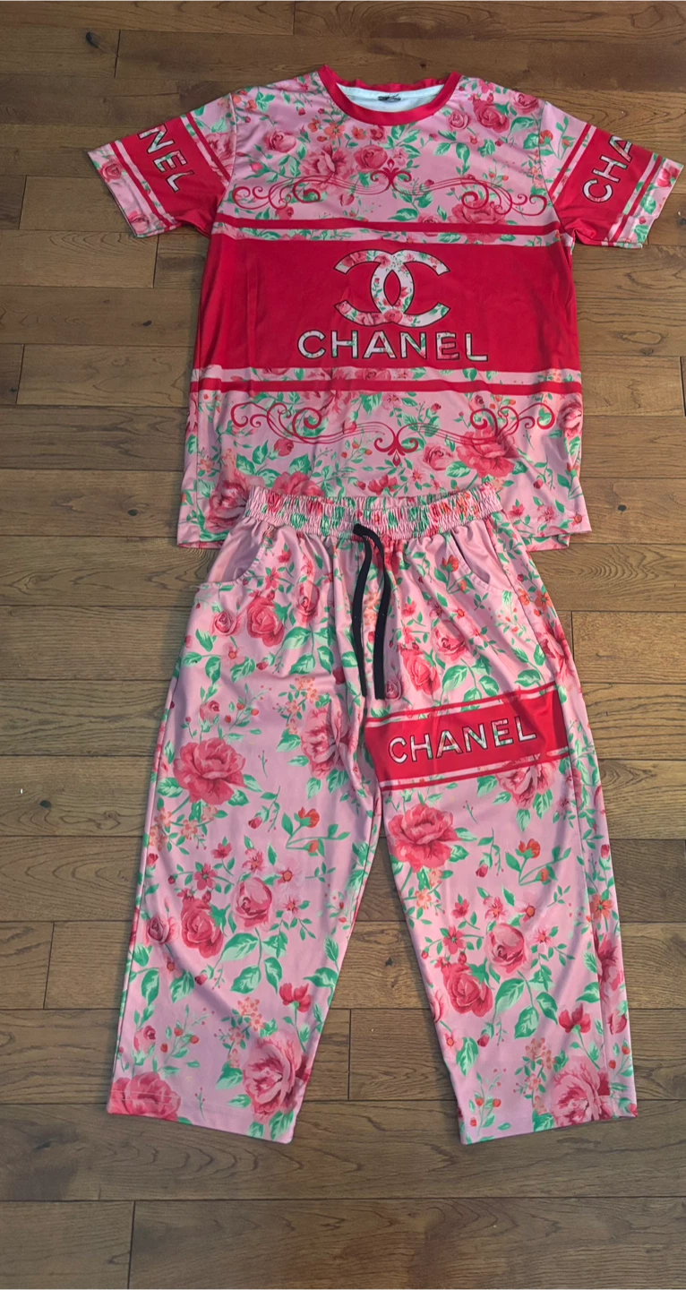 Chanel Pink Floral Pajama Set