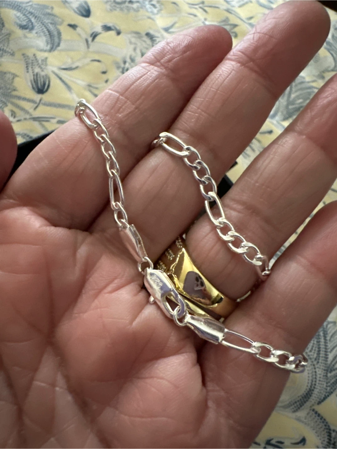 Sterling Silver Figaro Chain Necklace and Bracelet Set - photo 3