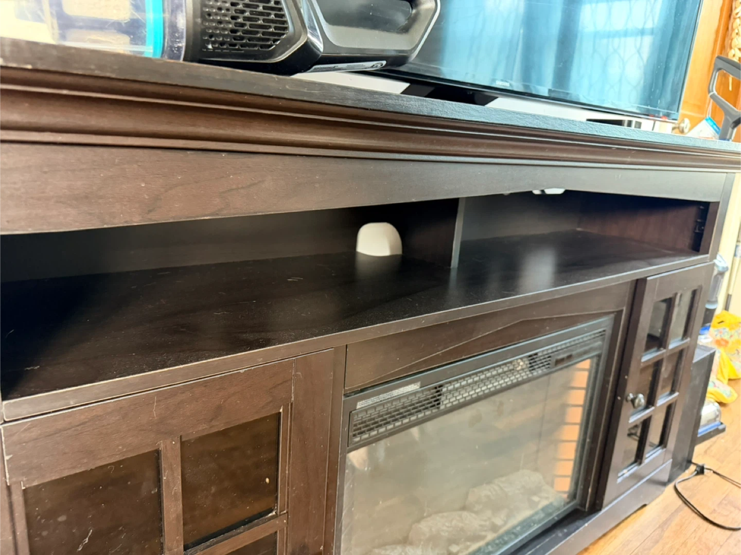 Dark Brown TV Stand with Electric Fireplace - photo 3